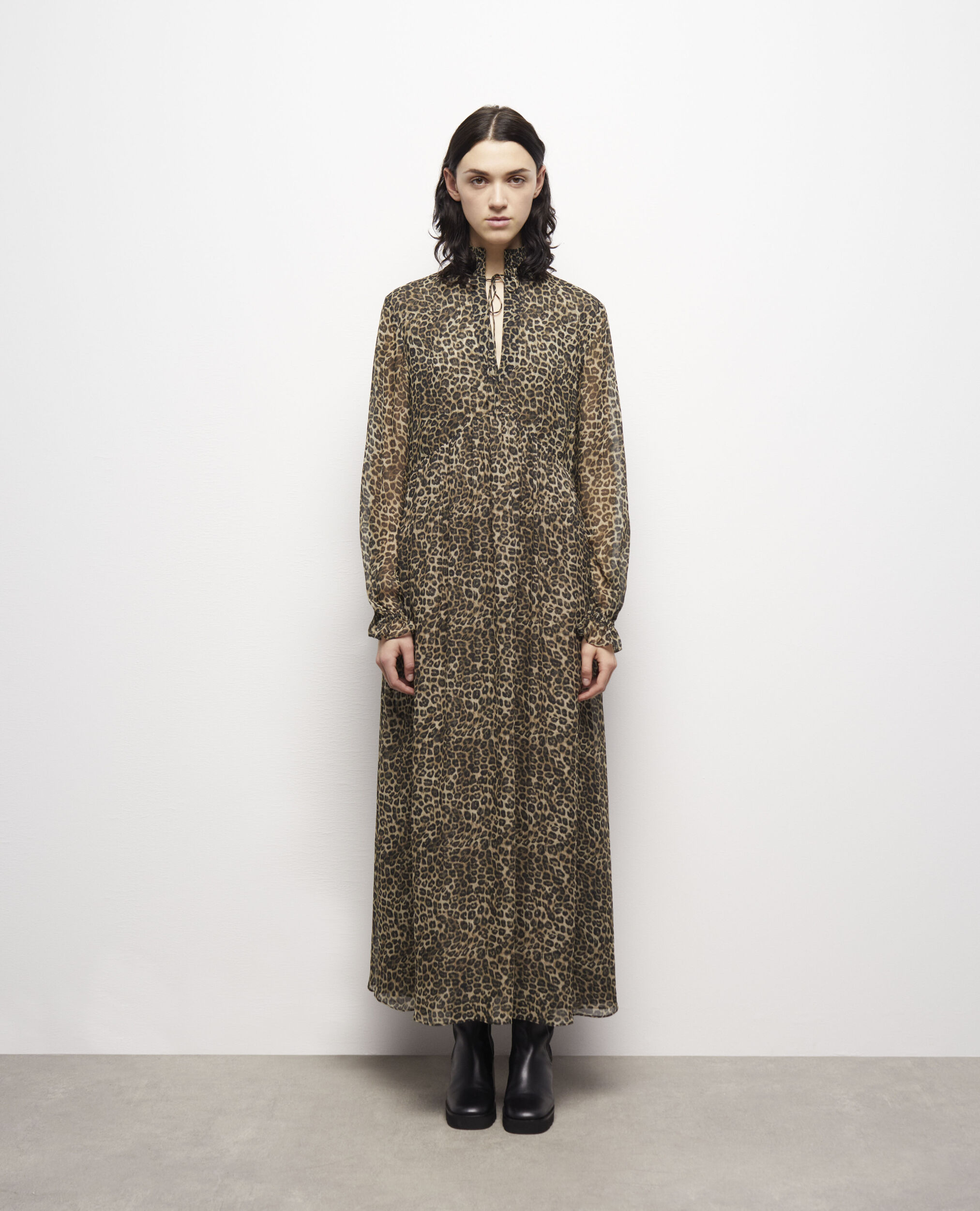 Long leopard print dress LEOPARD