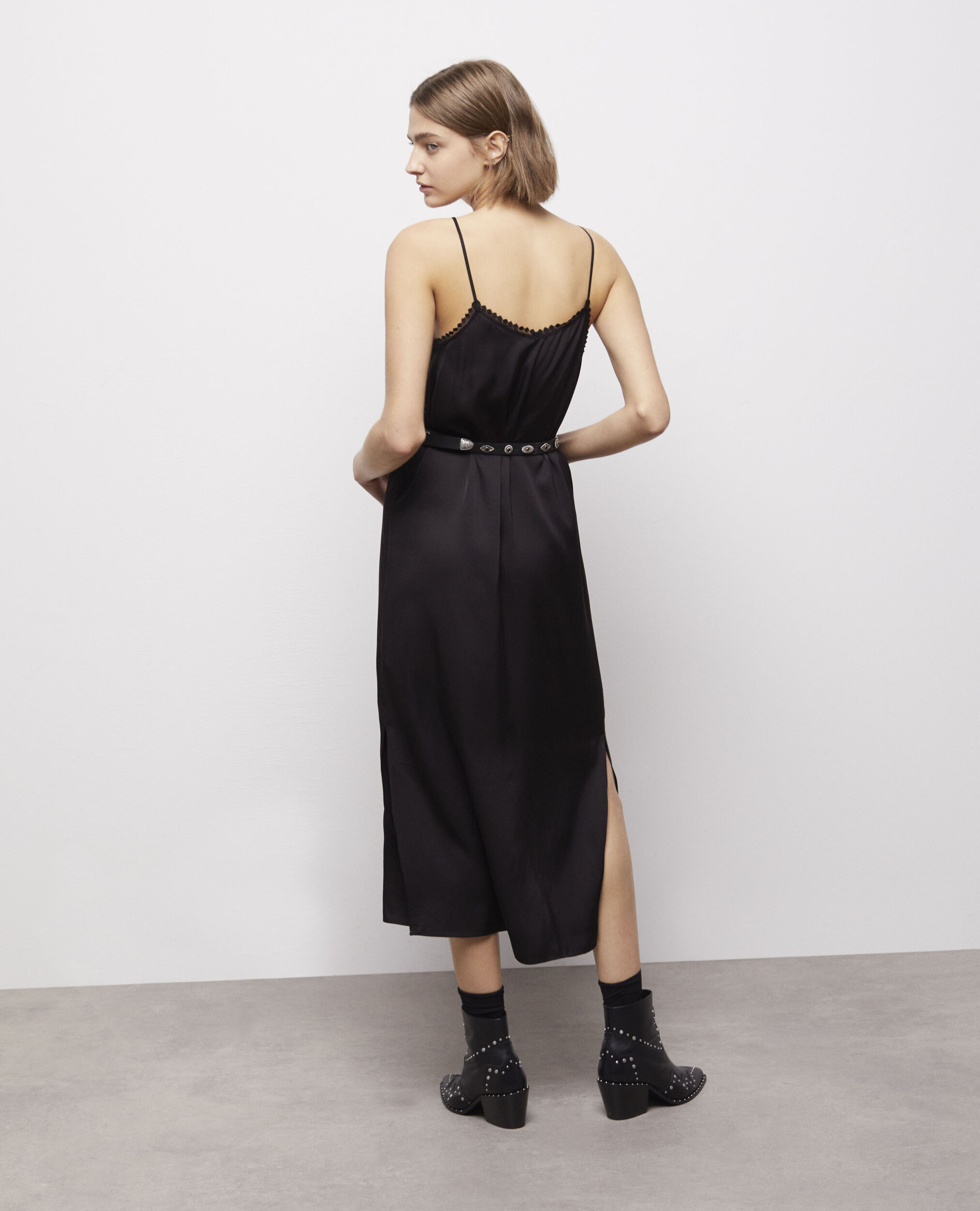 Long black lace dress BLACK