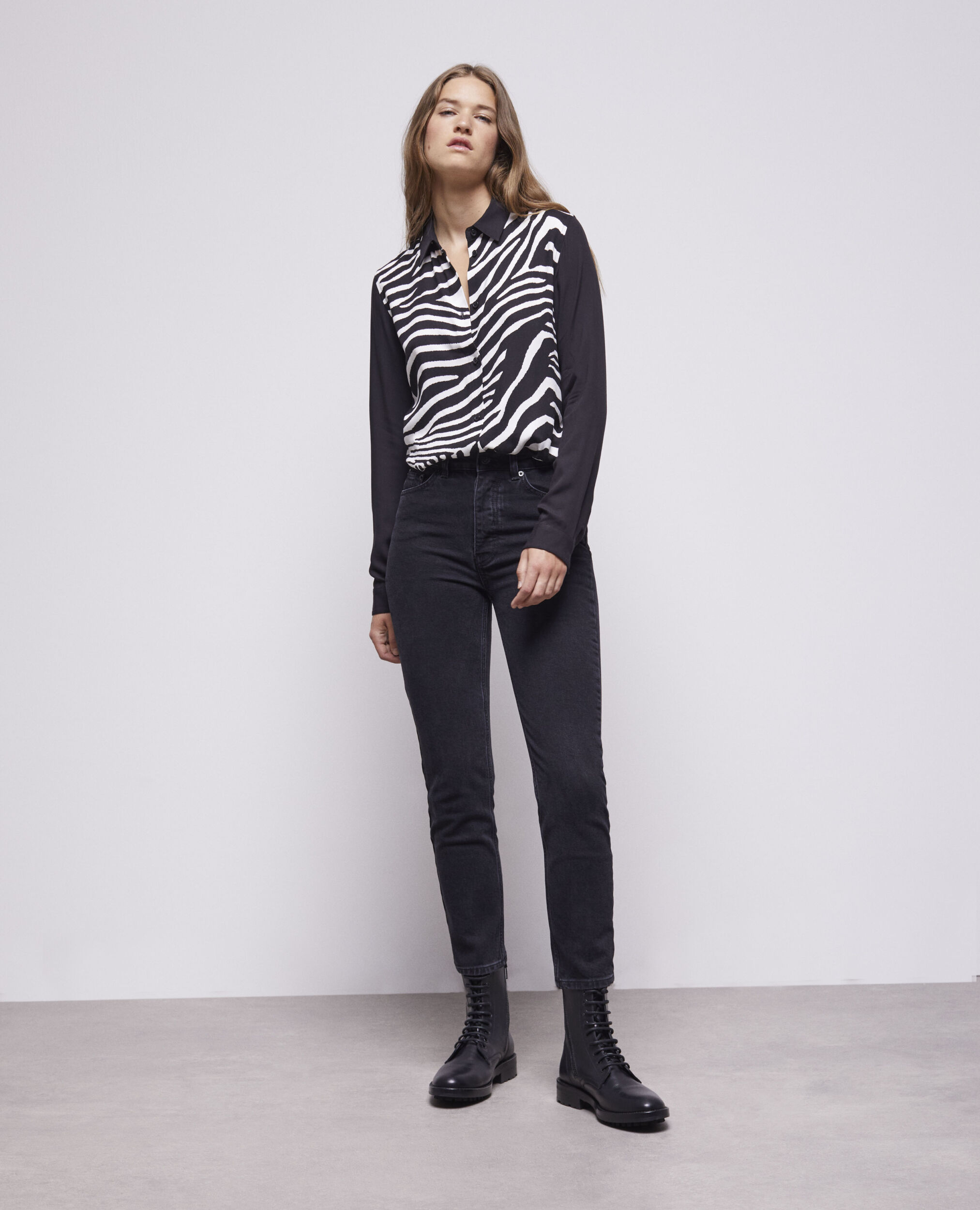 Printed shirt BLACK WHITE