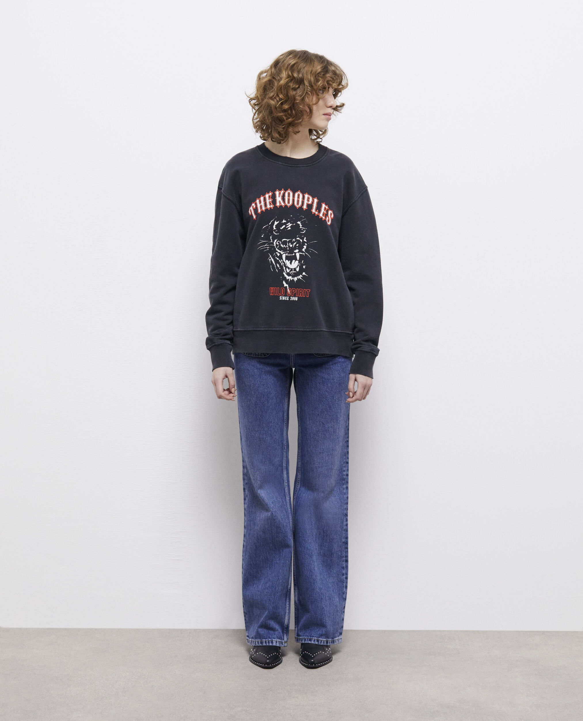 Black screen print sweatshirt BLACK WASHED