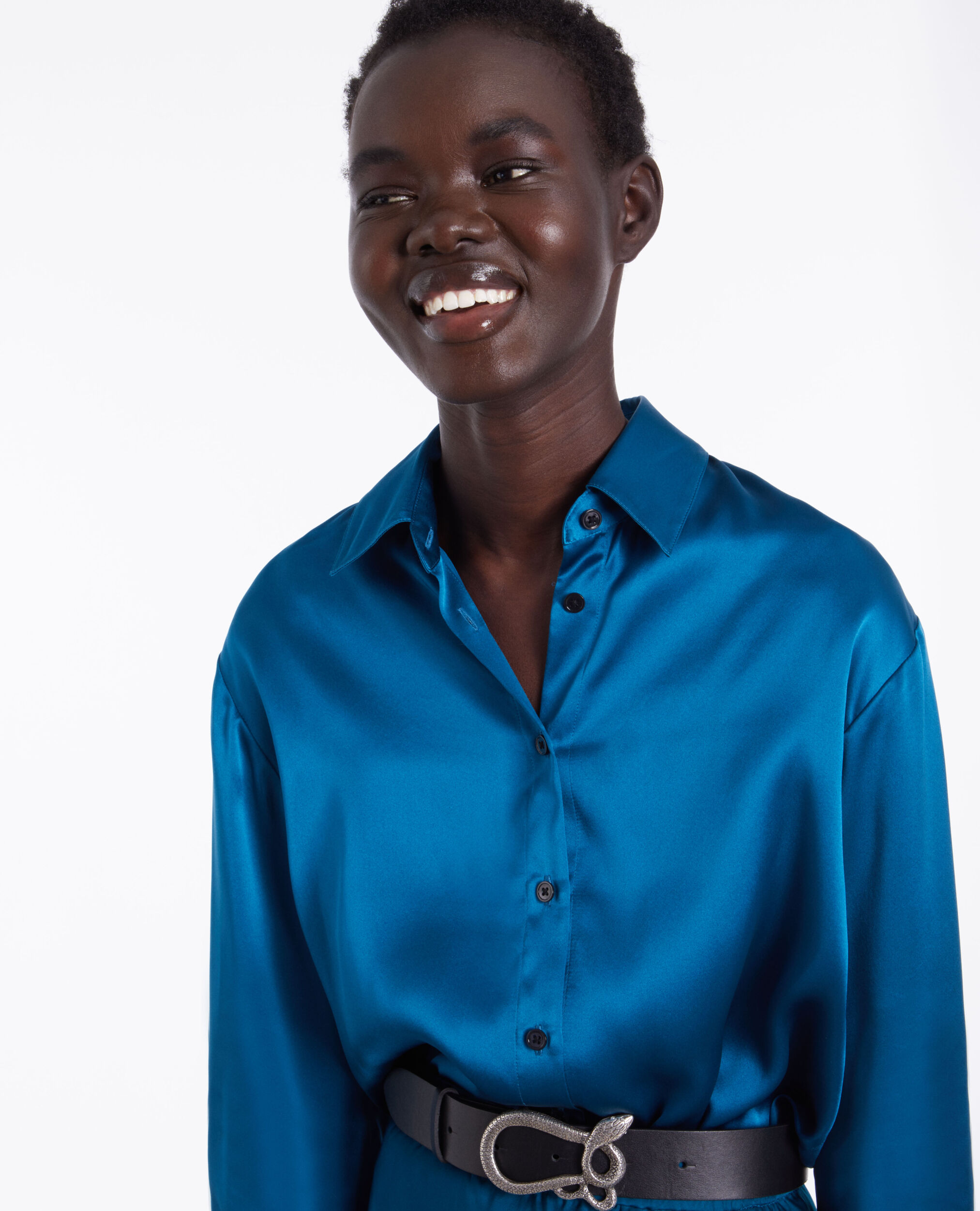 Blue silk shirt MEDIUM BLUE