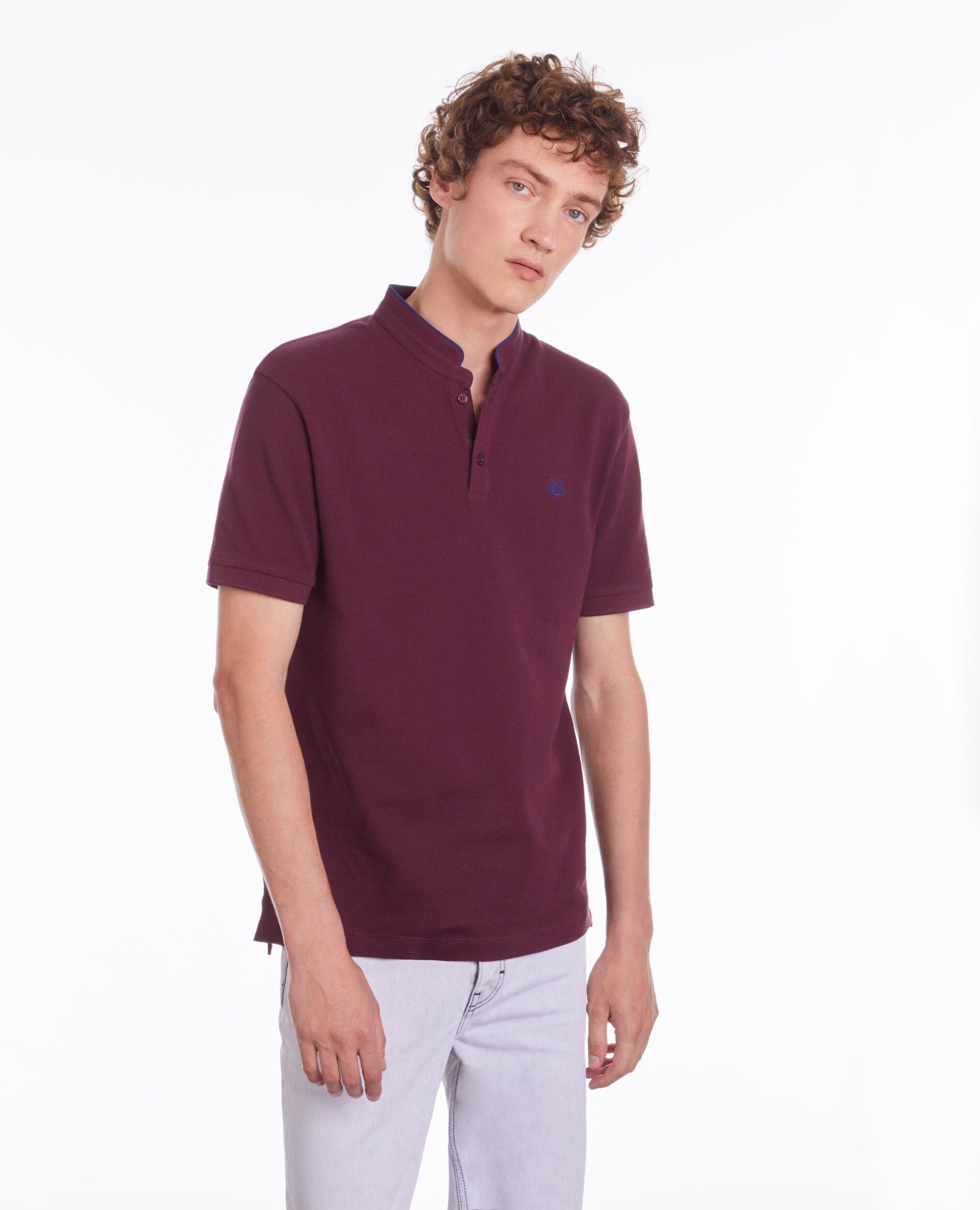 Burgundy cotton polo t-shirt BORDEAUX