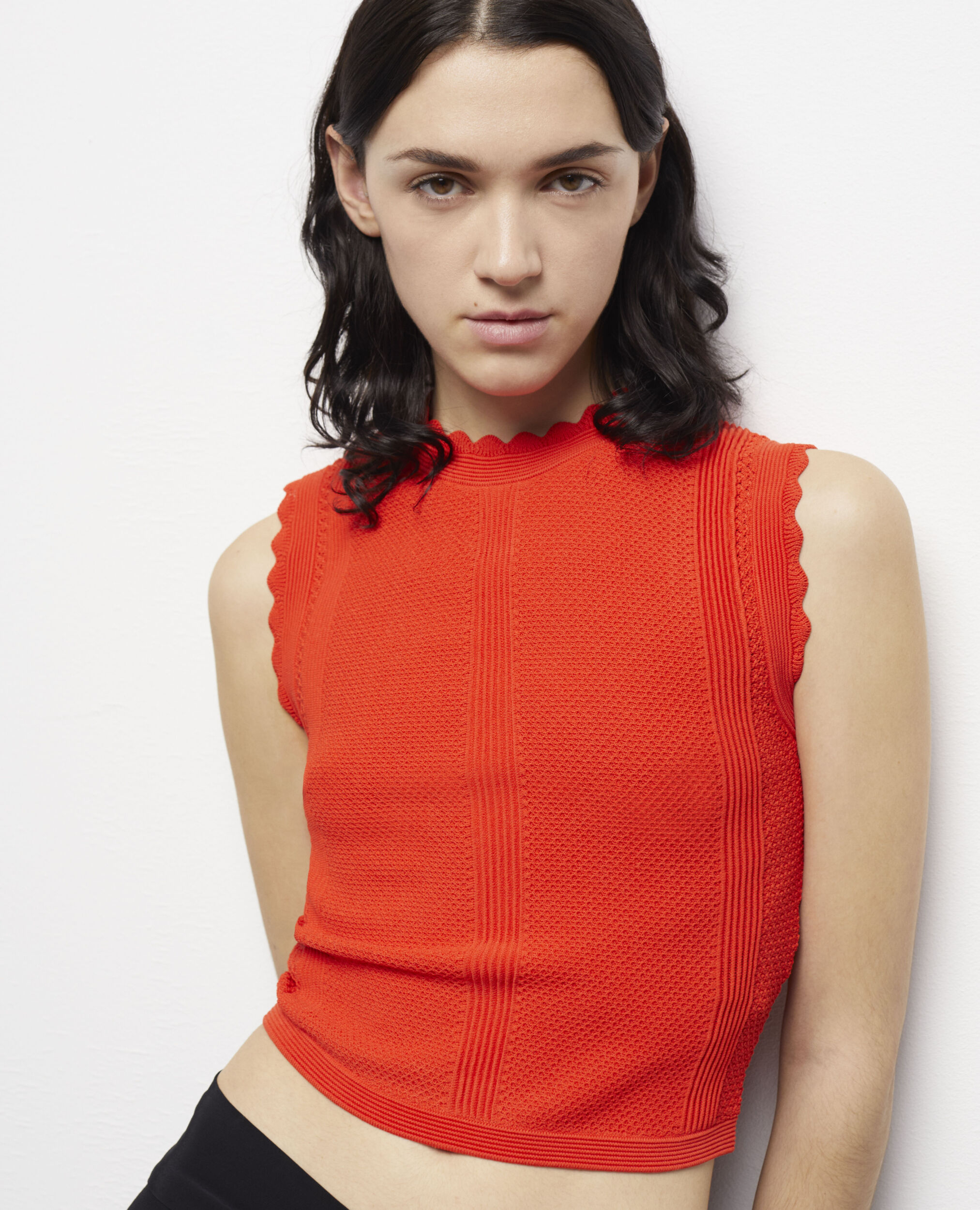 Orange short knit top PUMPKIN