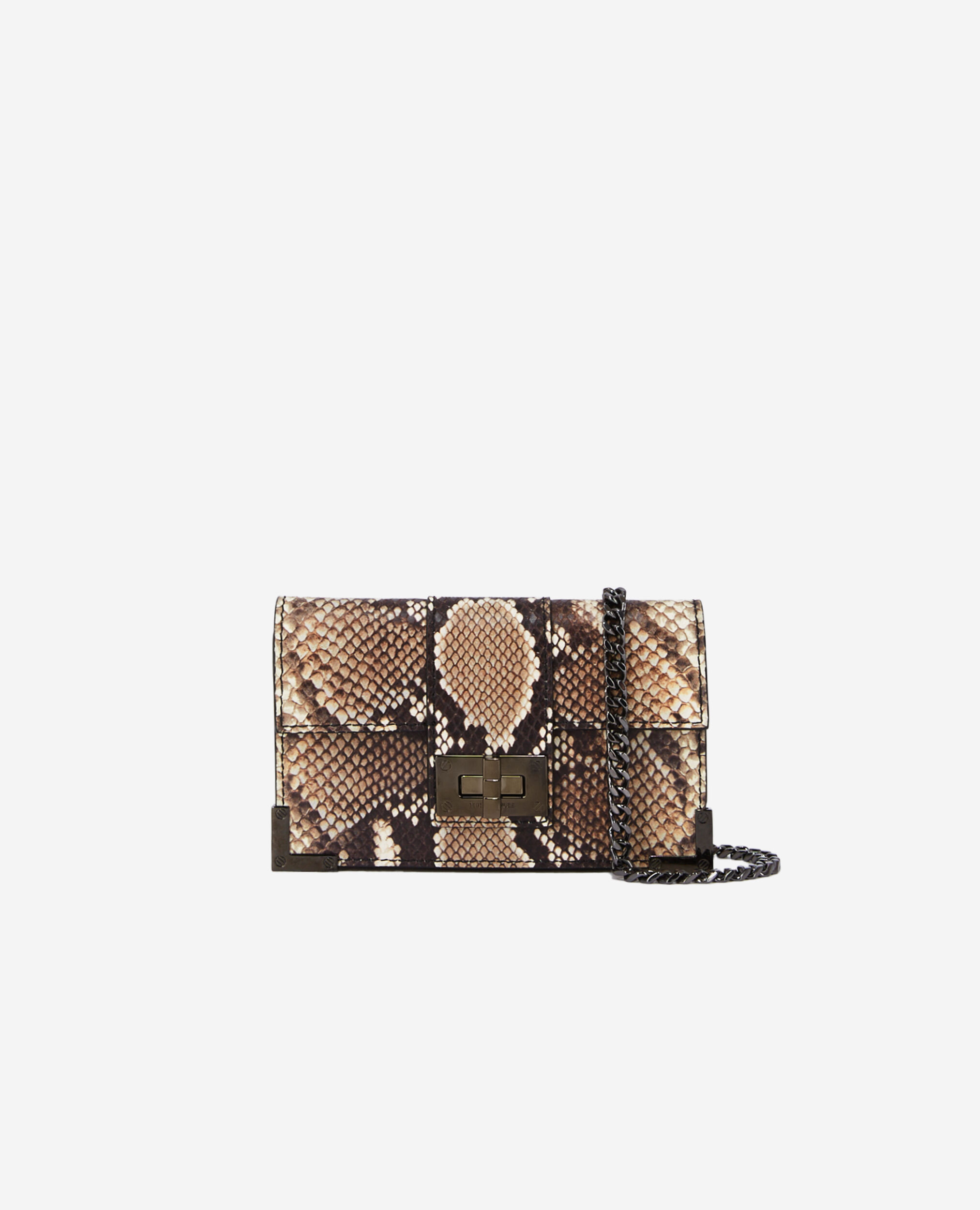 Small Emily leather clutch bag BLACK WHITE