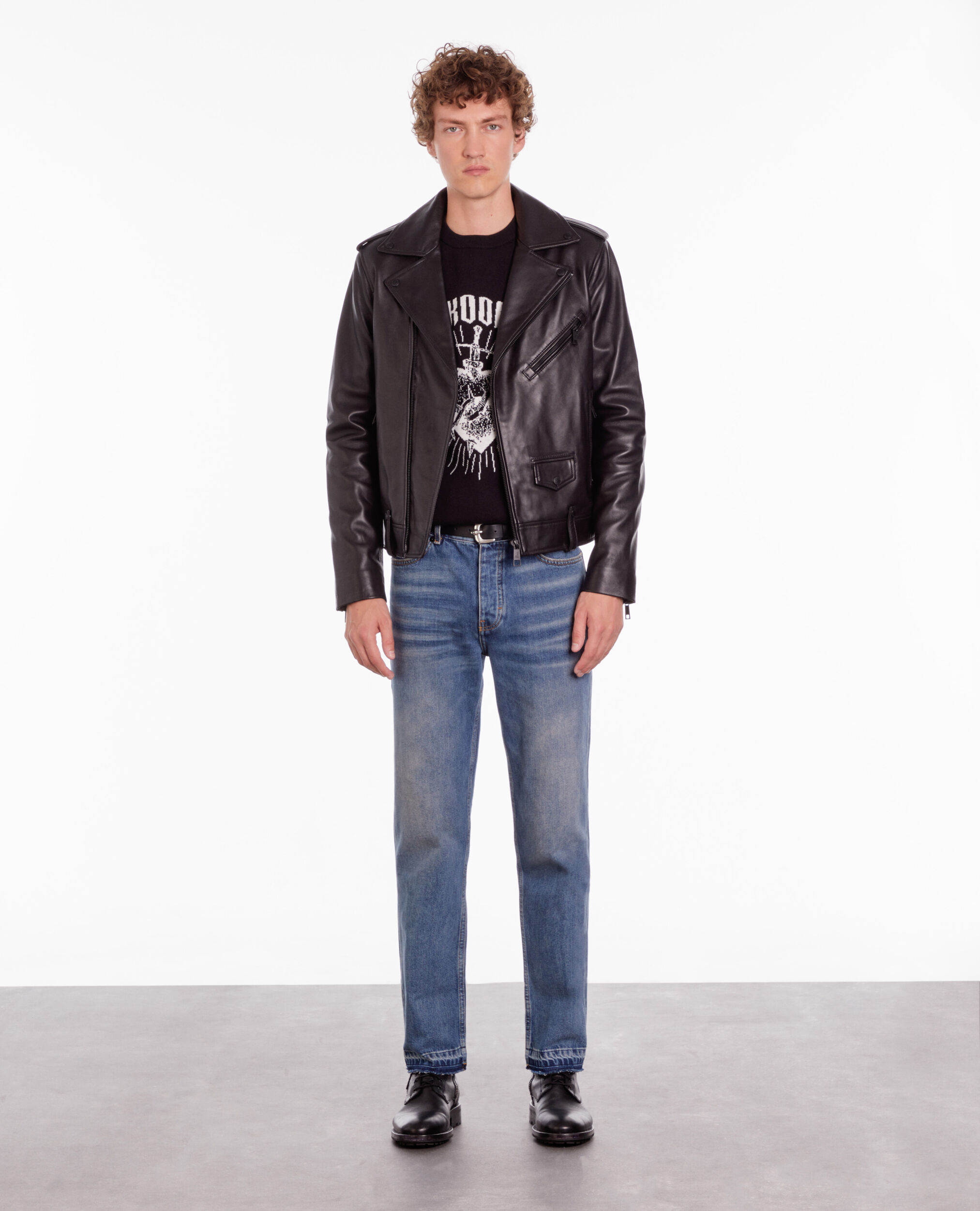 Black leather biker jacket BLACK