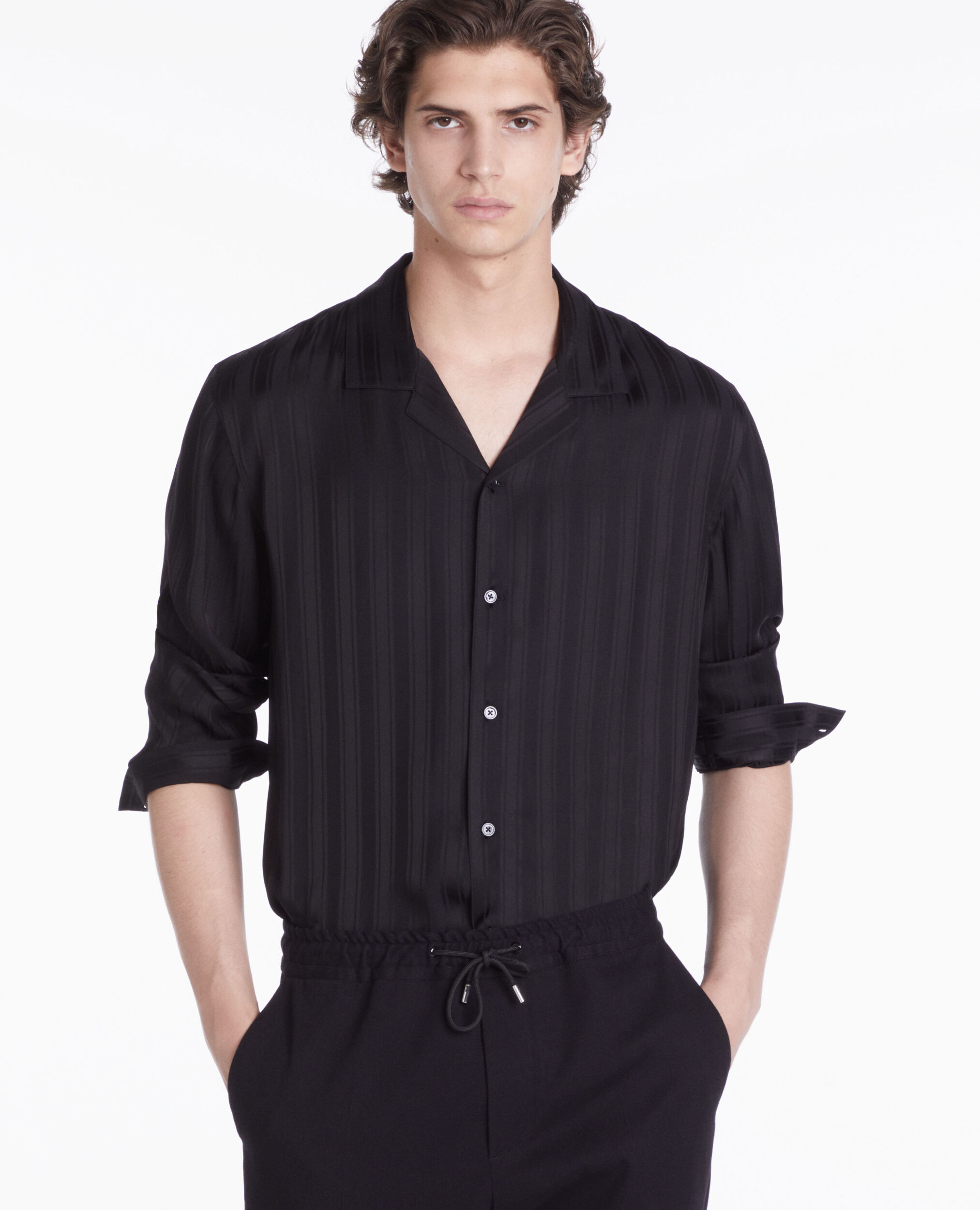 Black striped jacquard shirt BLACK