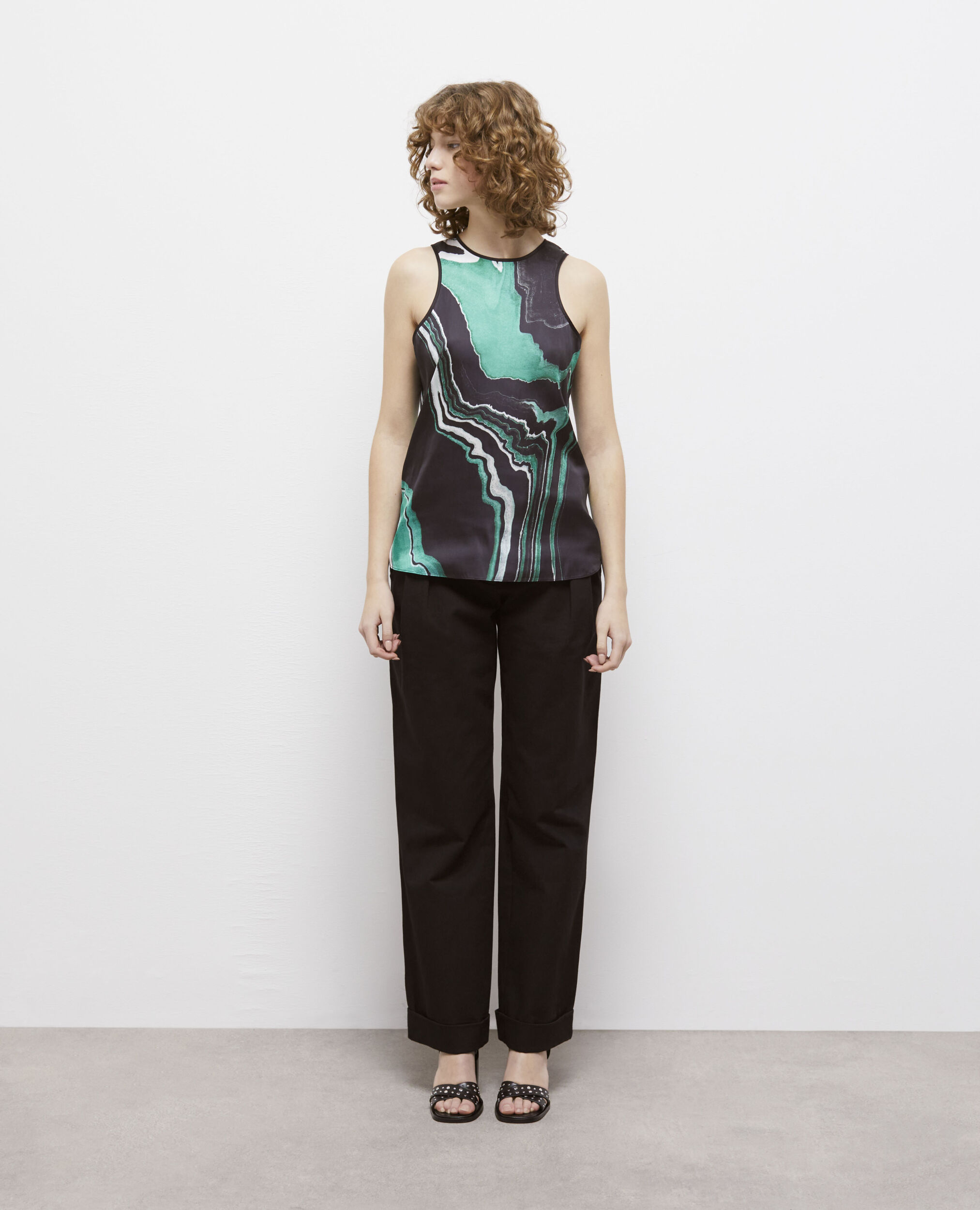 Printed top BLACK / GREEN