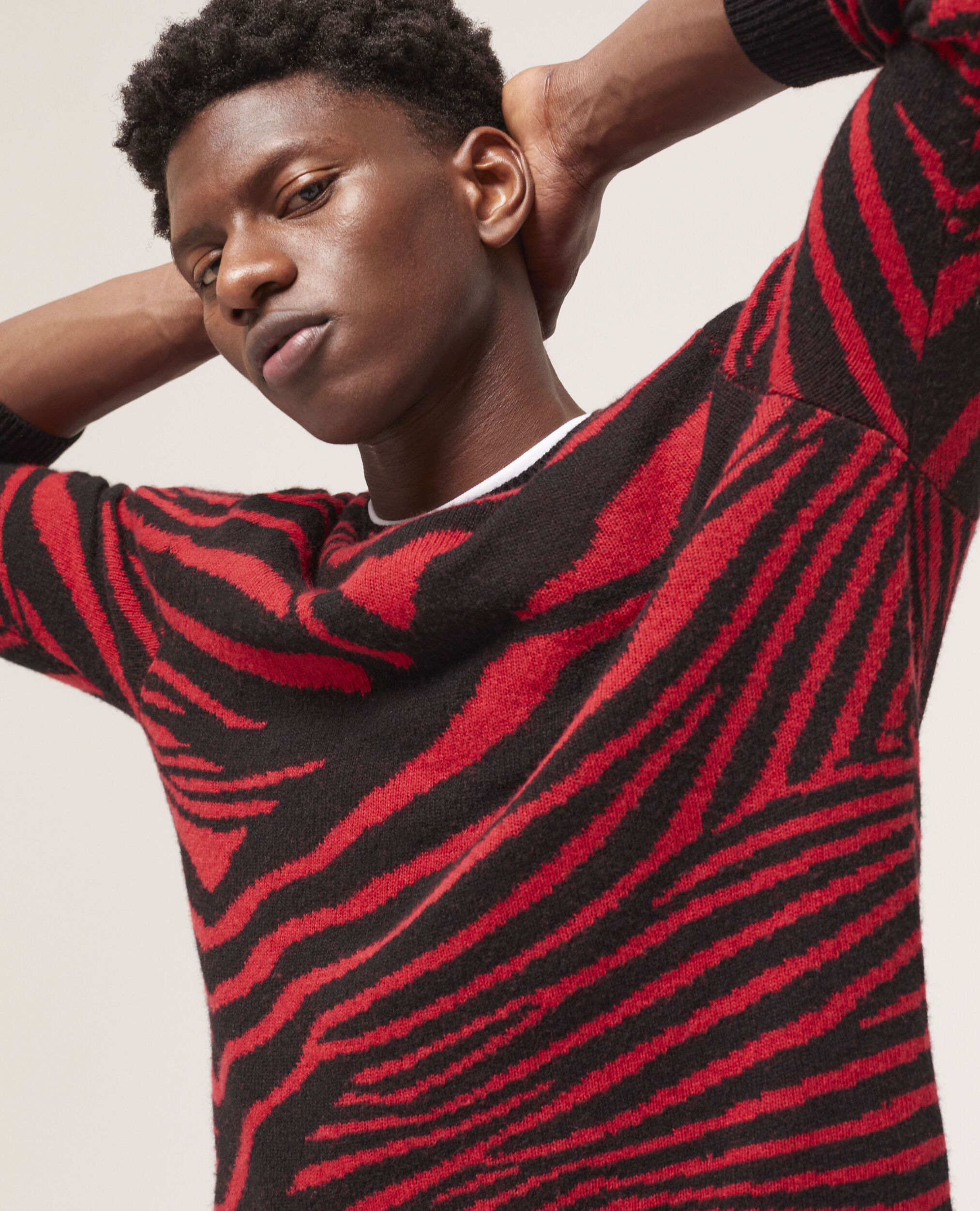 Red wool printed sweater BLACK - RED