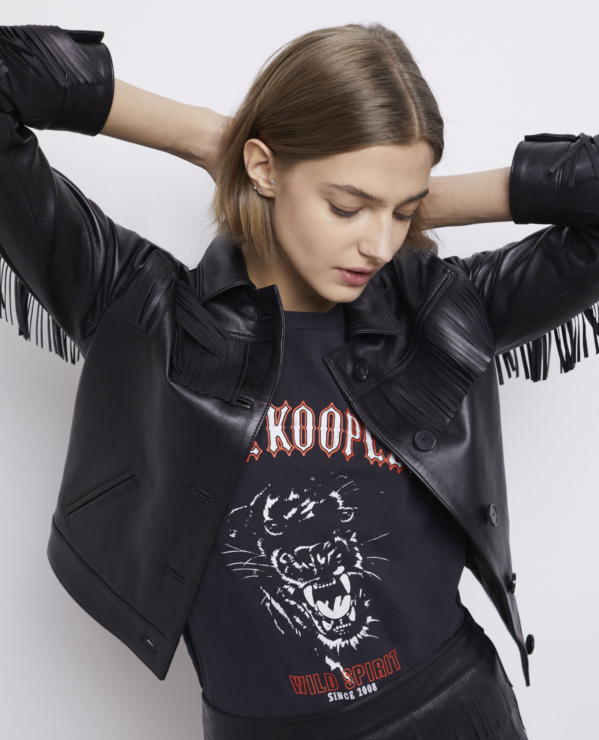 Black leather jacket BLACK