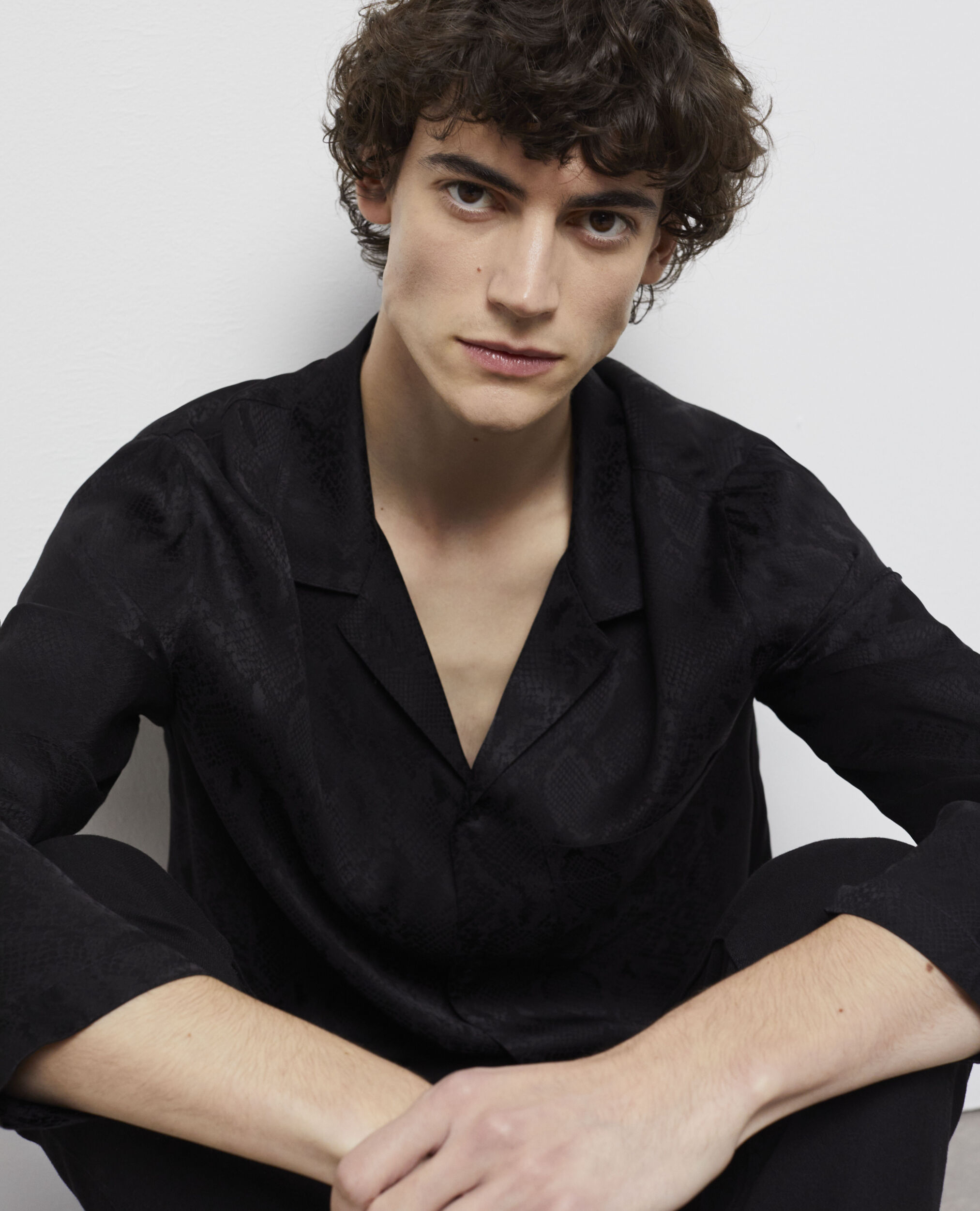 Snakeskin print casual shirt BLACK