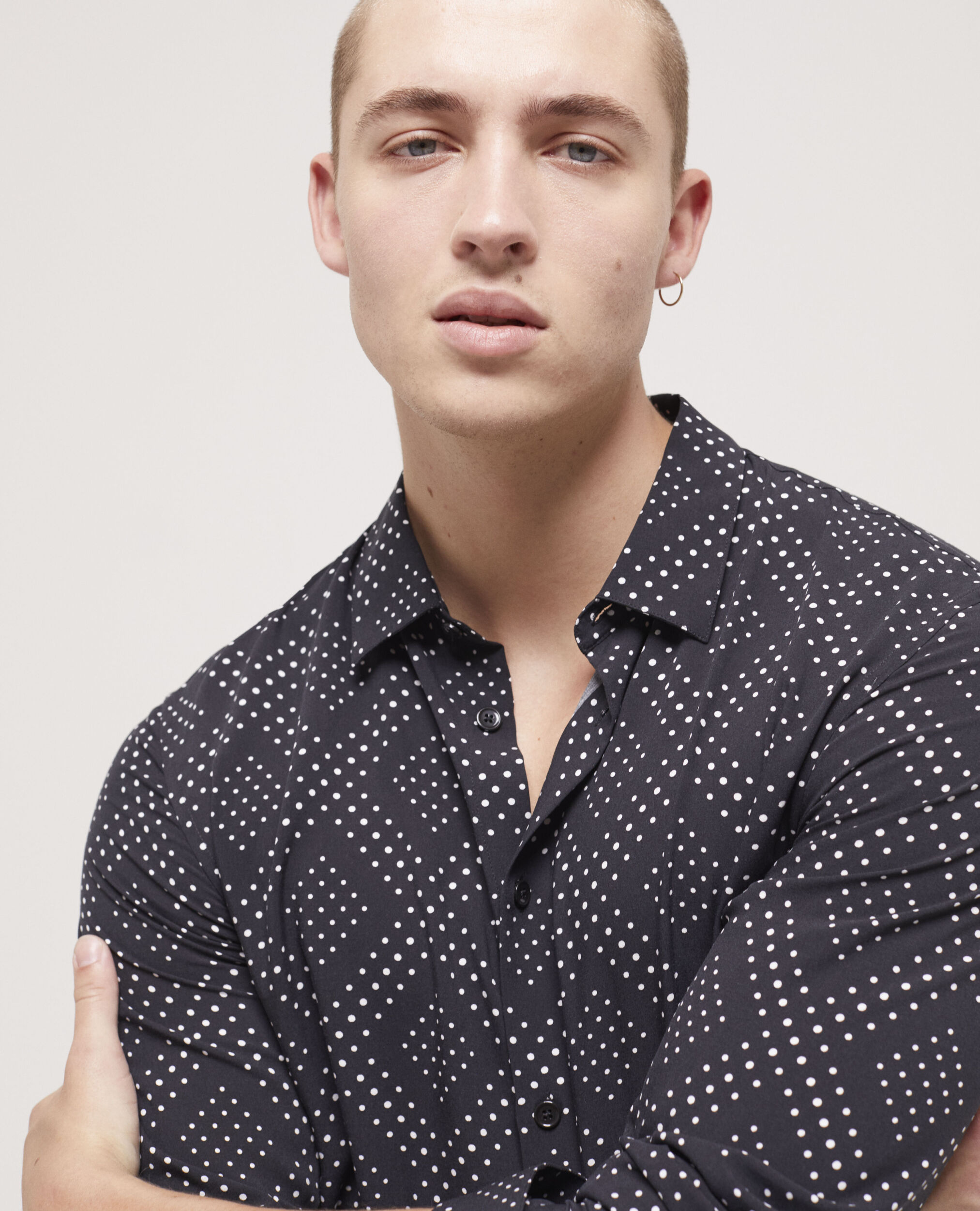 Printed shirt with classic collar BLACK WHITE