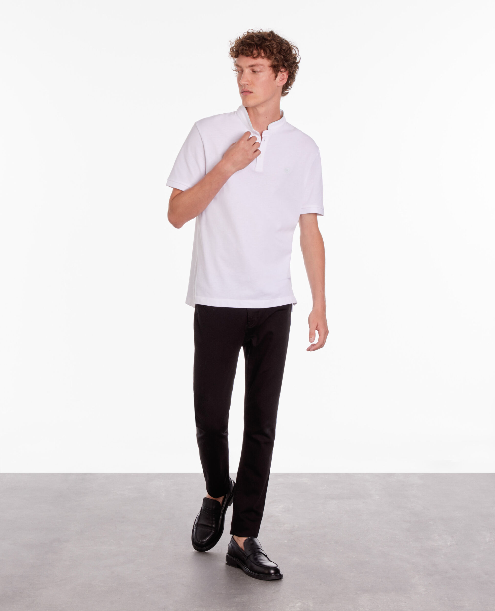 White cotton polo t-shirt WHITE / DUCK BLUE