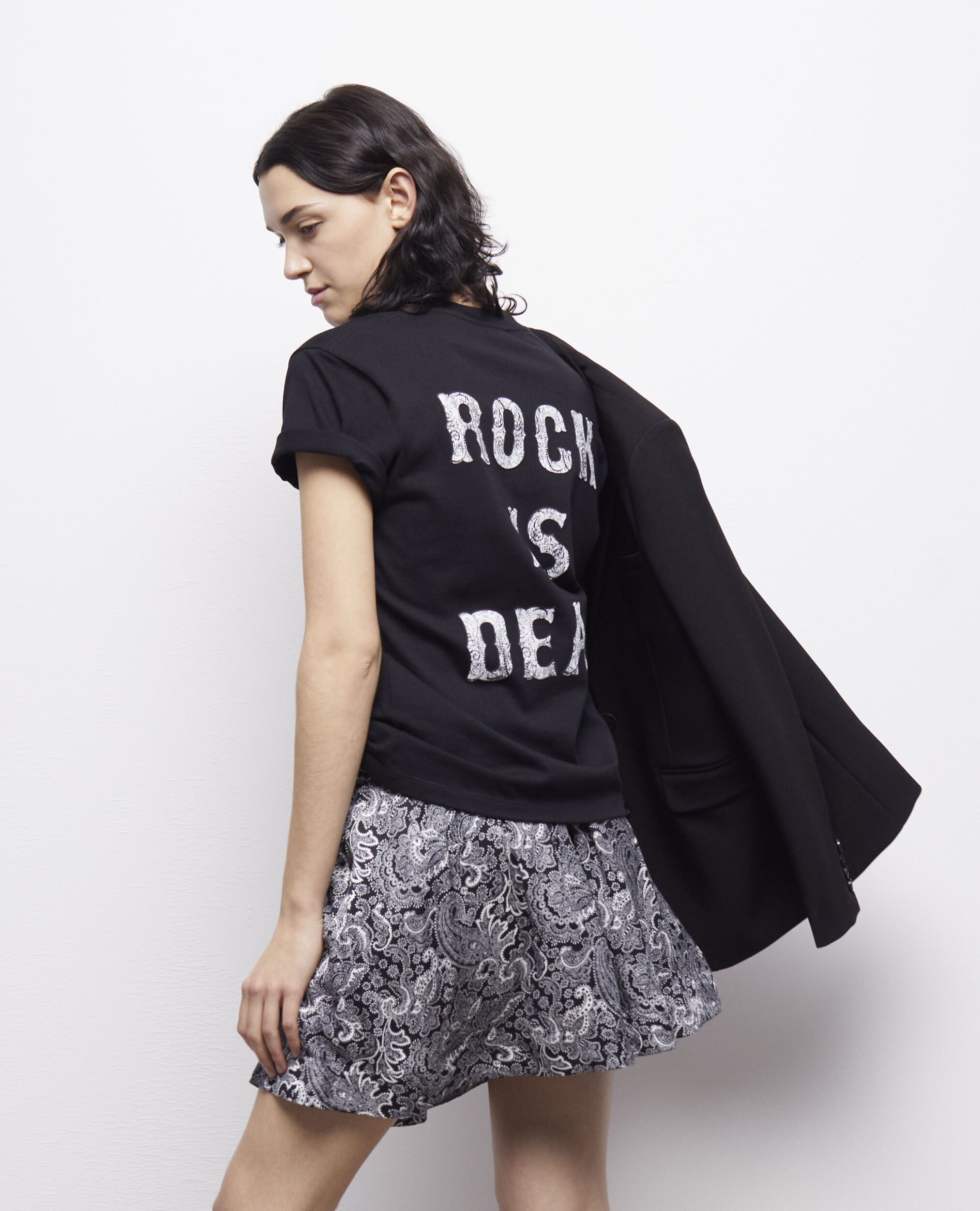 Short printed skirt BLACK WHITE