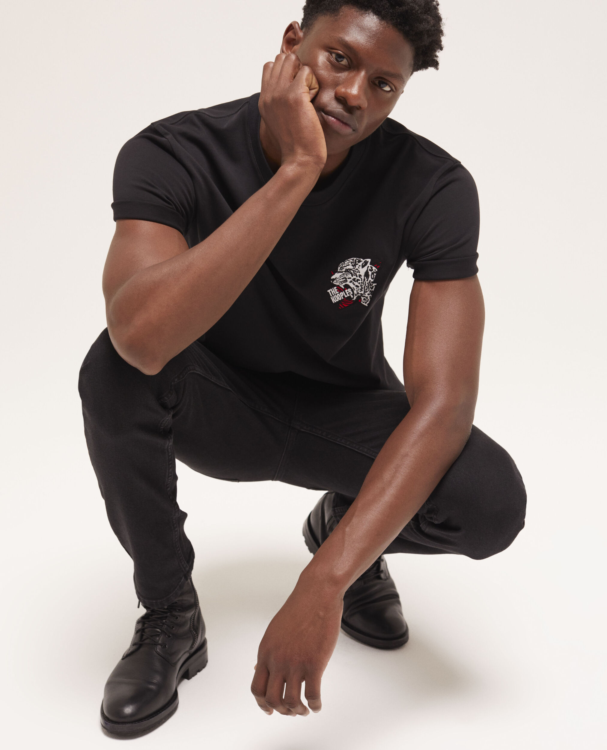 Men's black screen print t-shirt BLACK