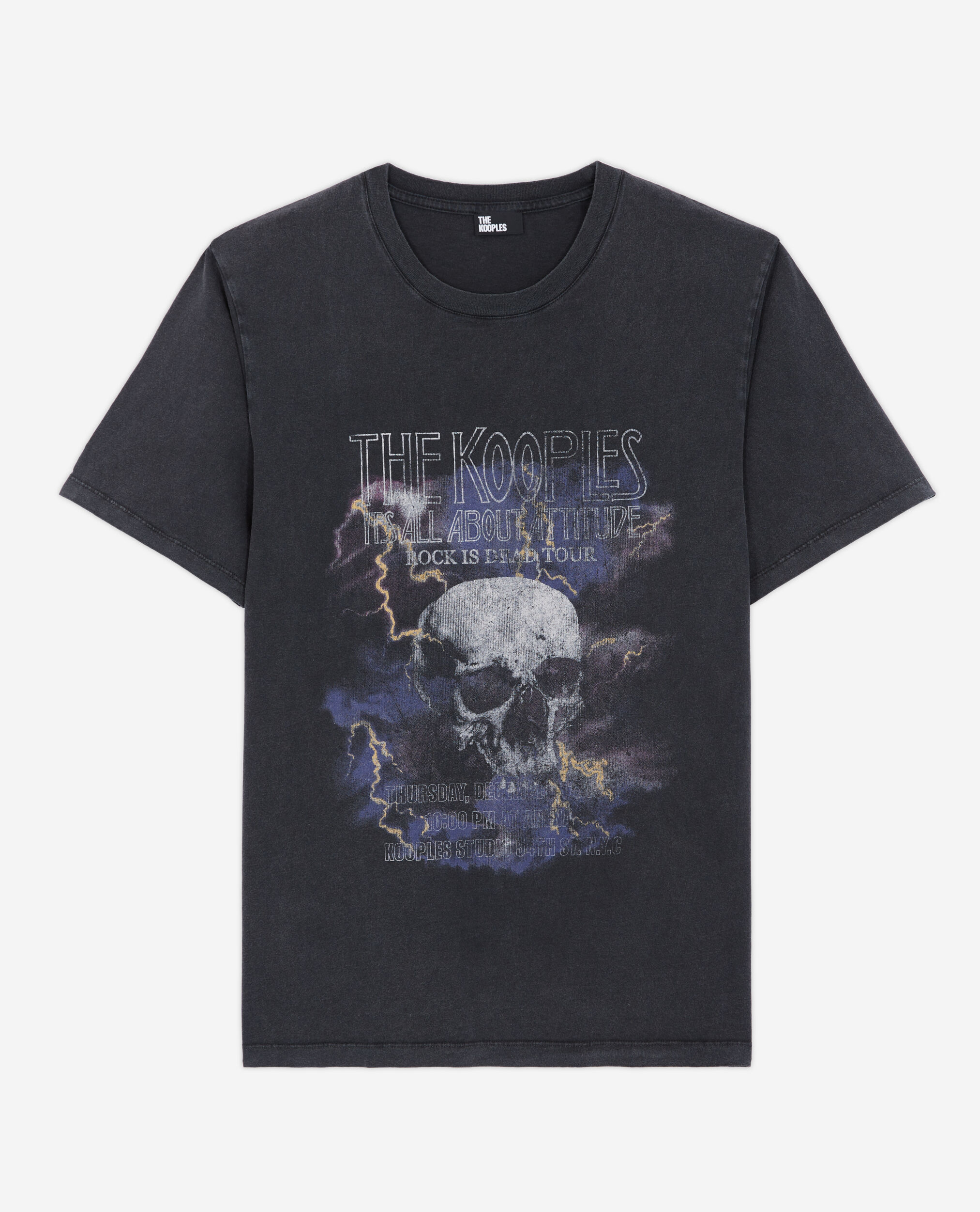 Men's black screen print t-shirt BLACK WASHED