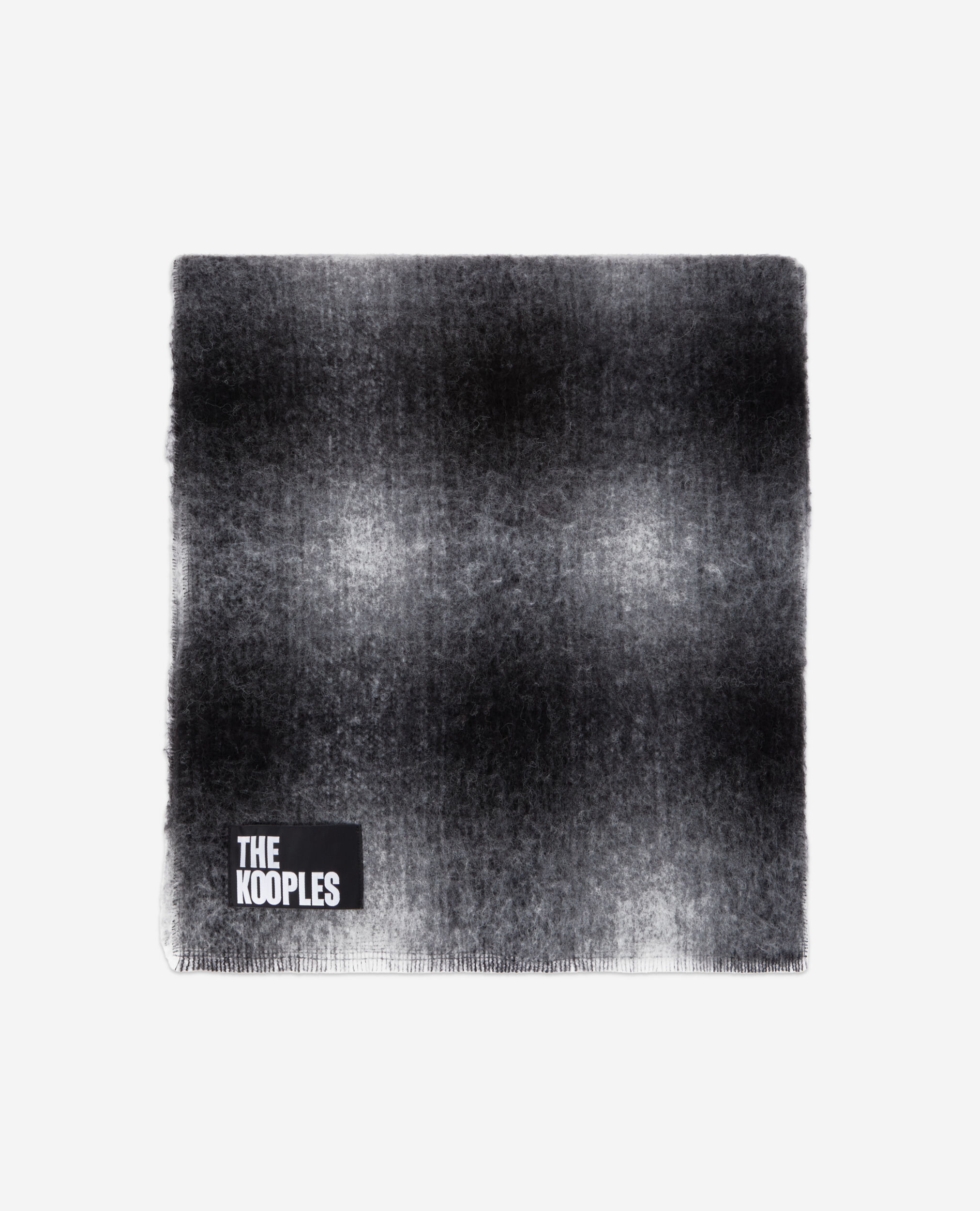 Black checked wool-blend scarf BLACK