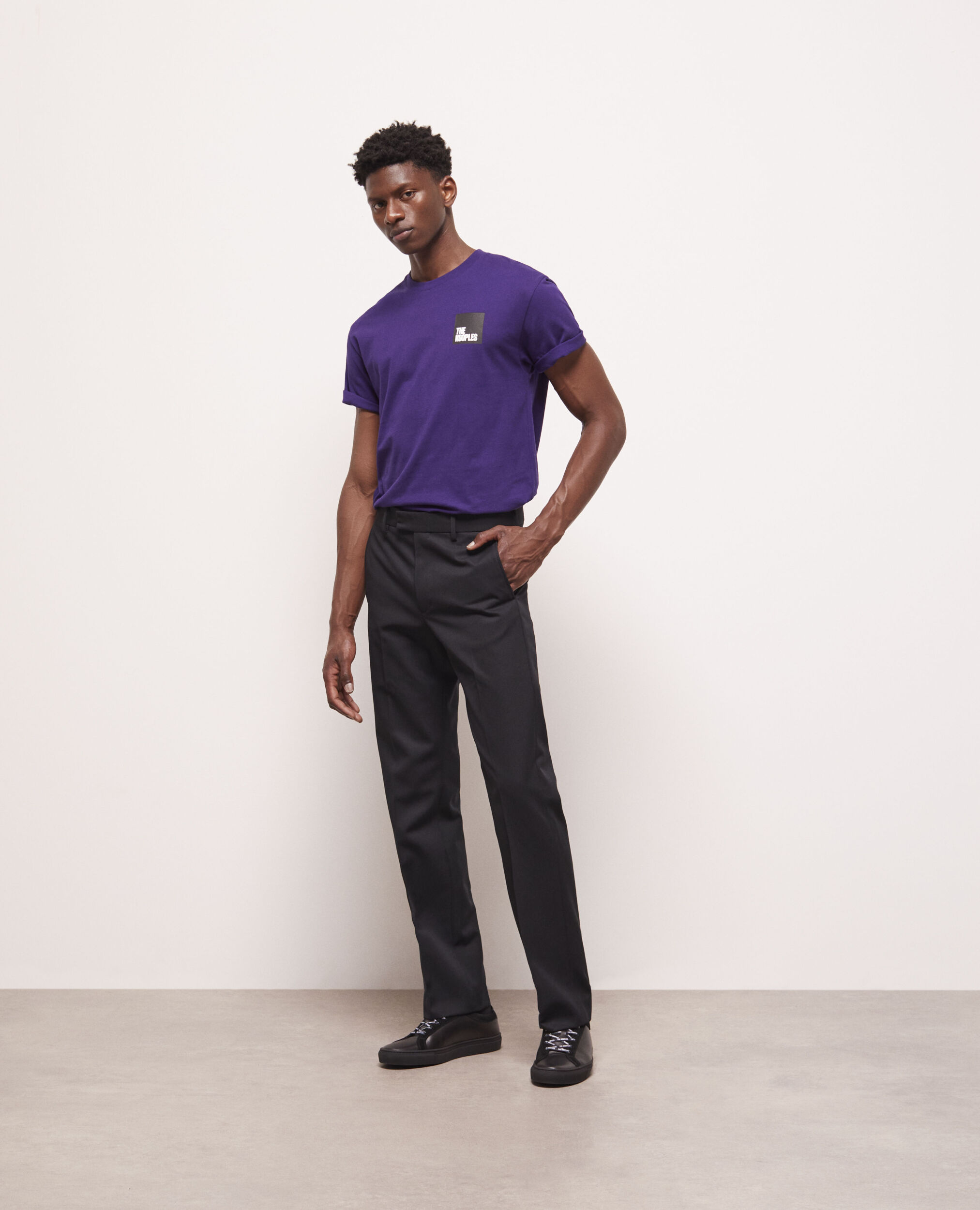 Black wool flared pants BLACK