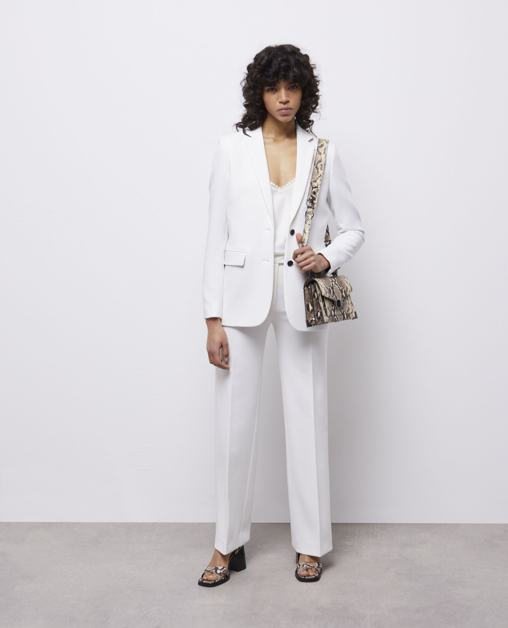 White crêpe suit jacket ECRU
