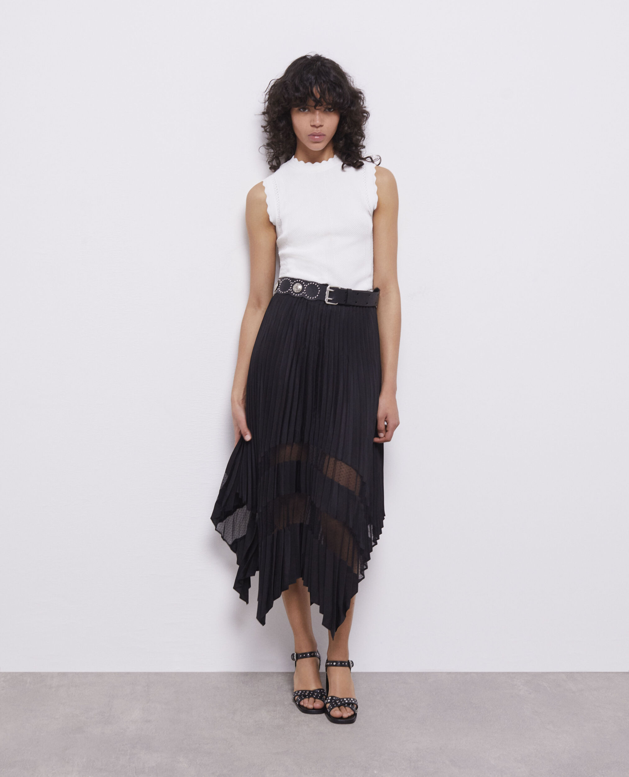 Long black pleated skirt BLACK