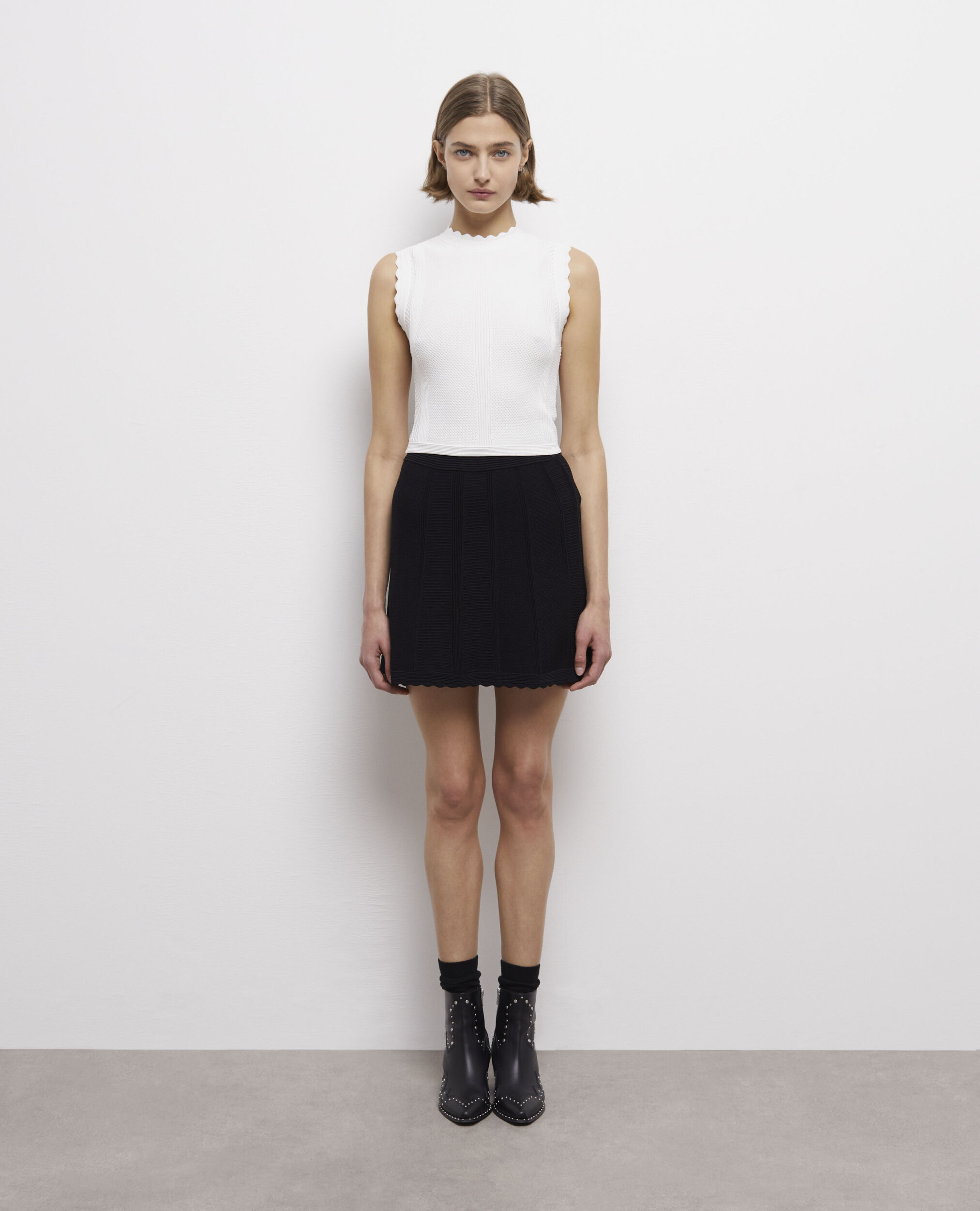 White short knit top WHITE
