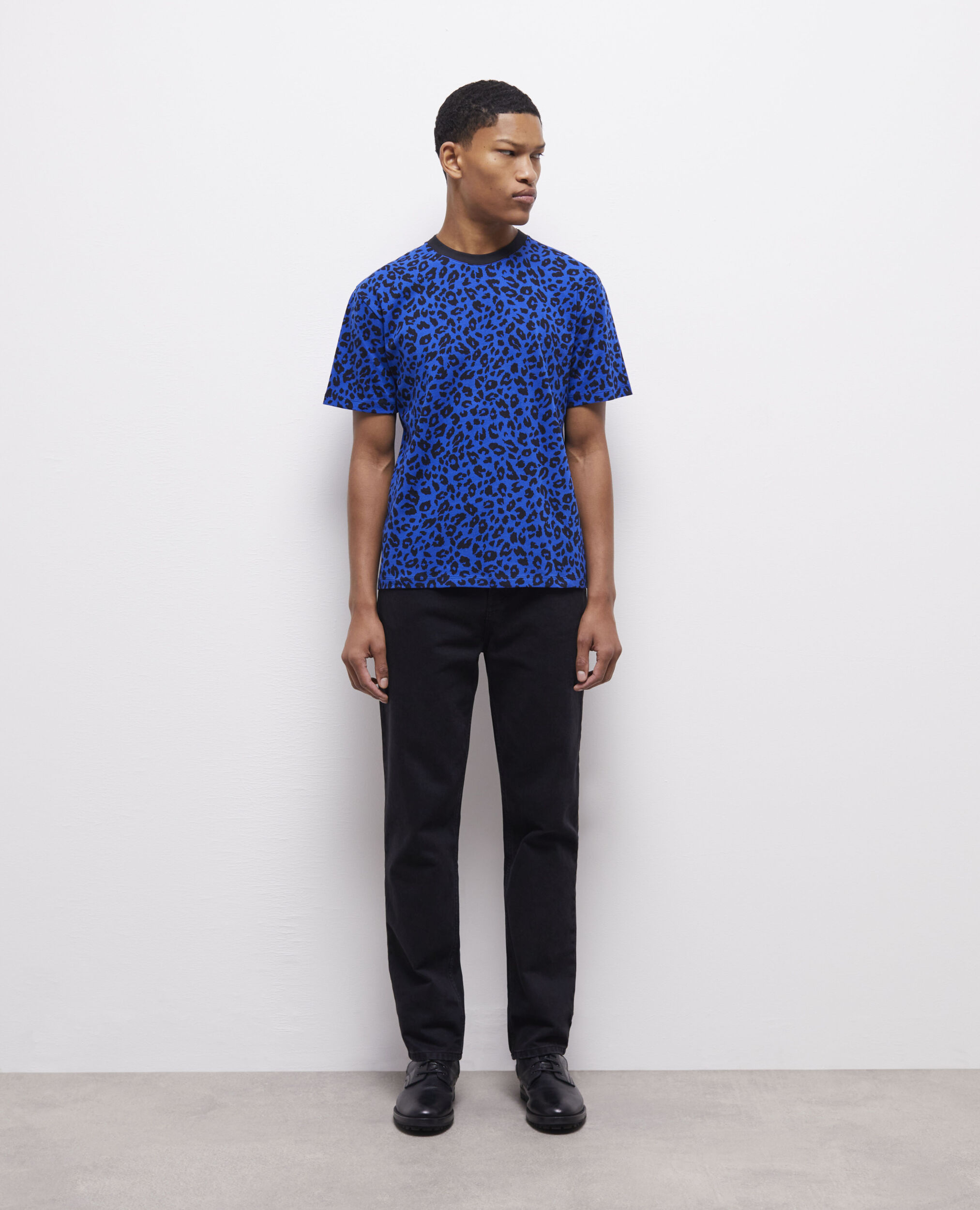 Men's blue leopard print shirt BLUE ELECTRIC