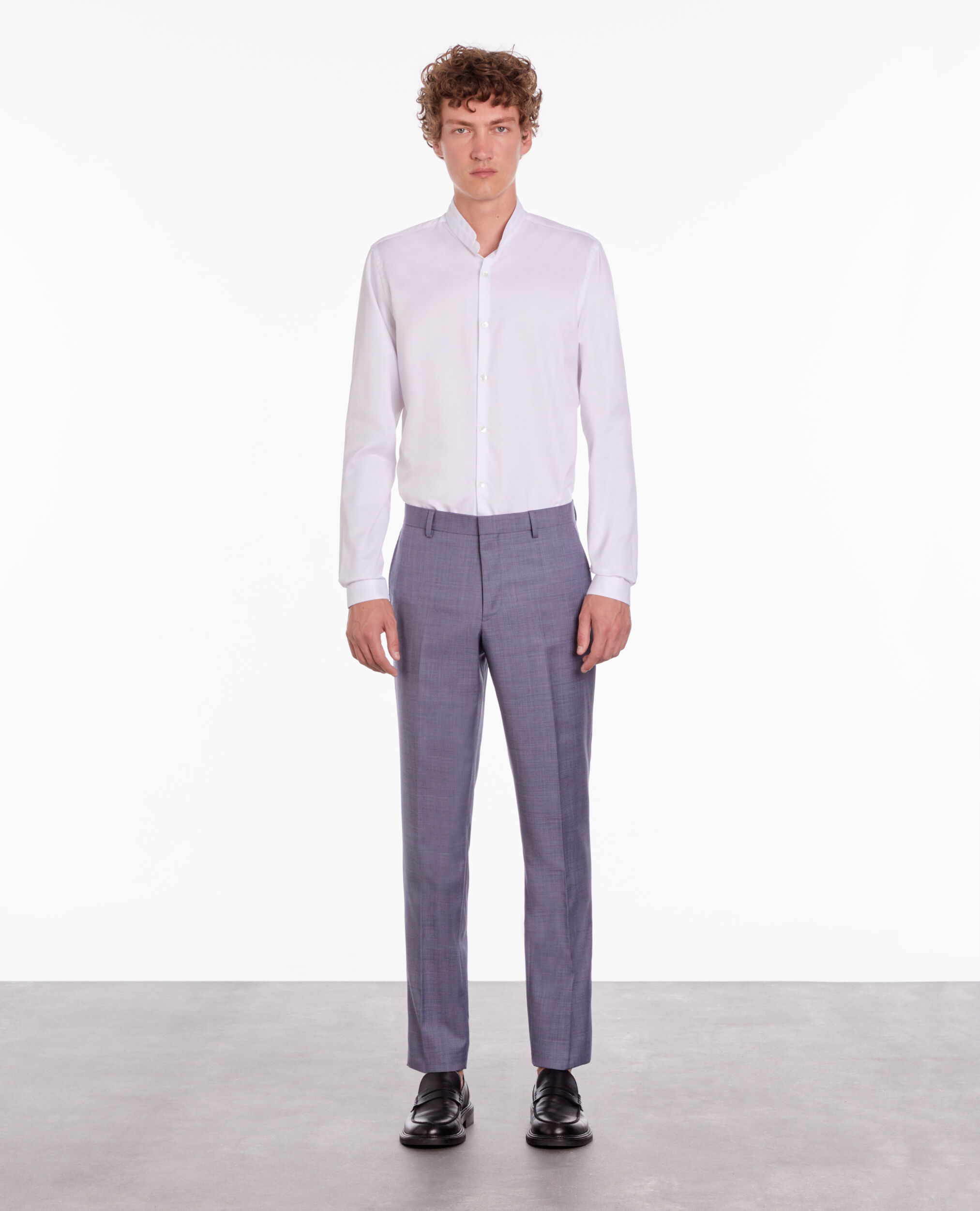 Blue and grey checkered wool suit trousers LIGHT BLUE