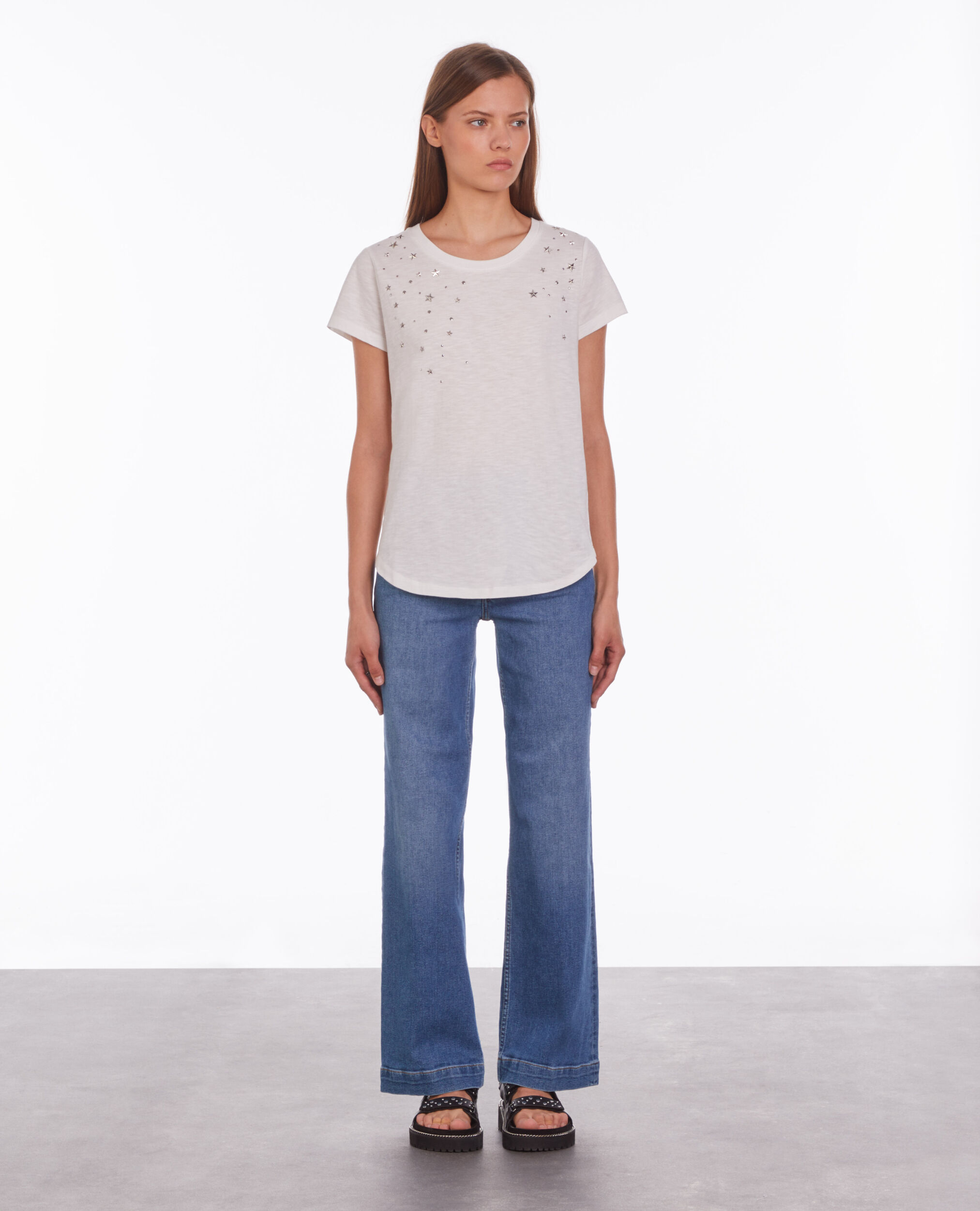 Women's white t-shirt with stars WHITE