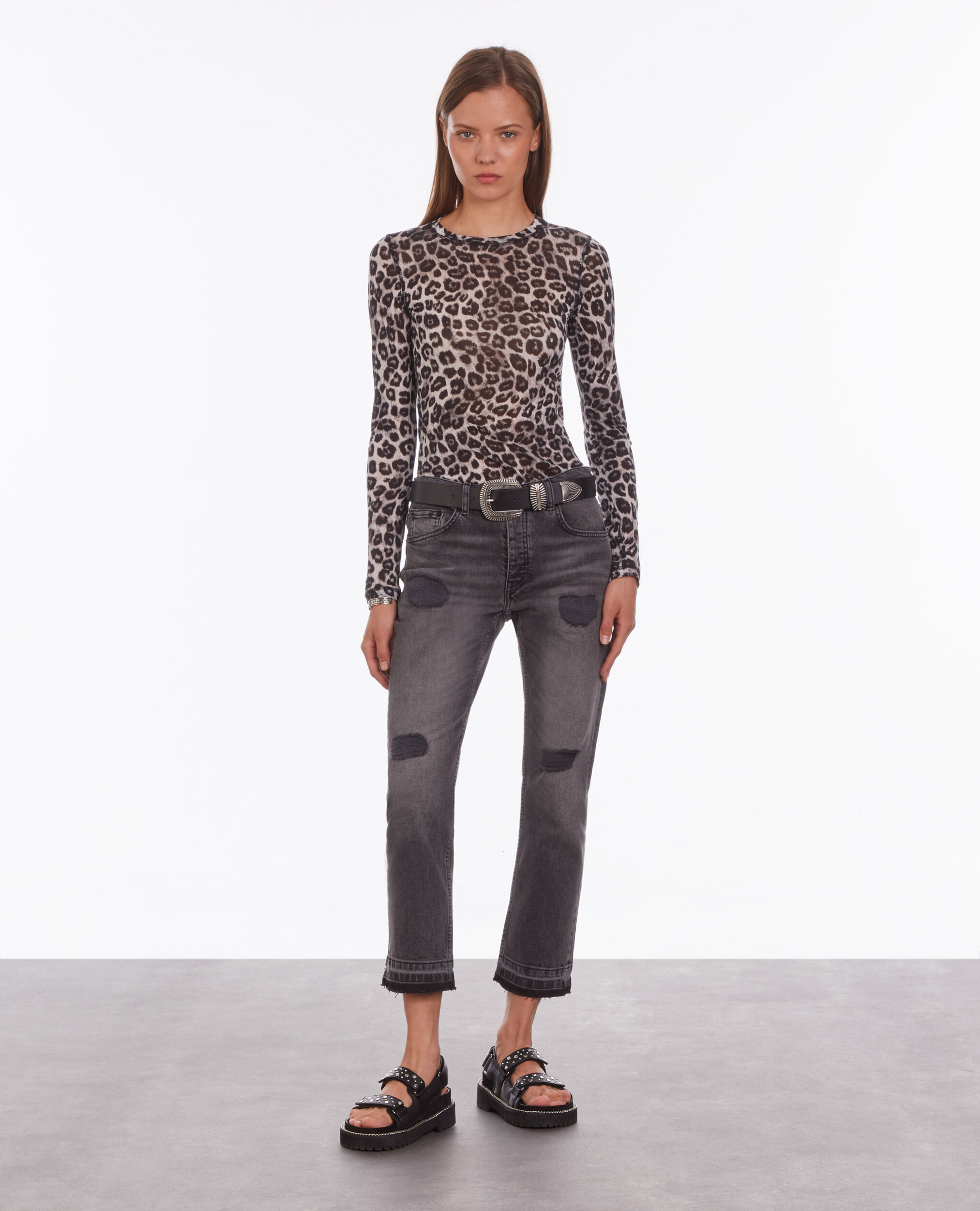 Grey straight jeans LIGHT GREY MEL/WHITE