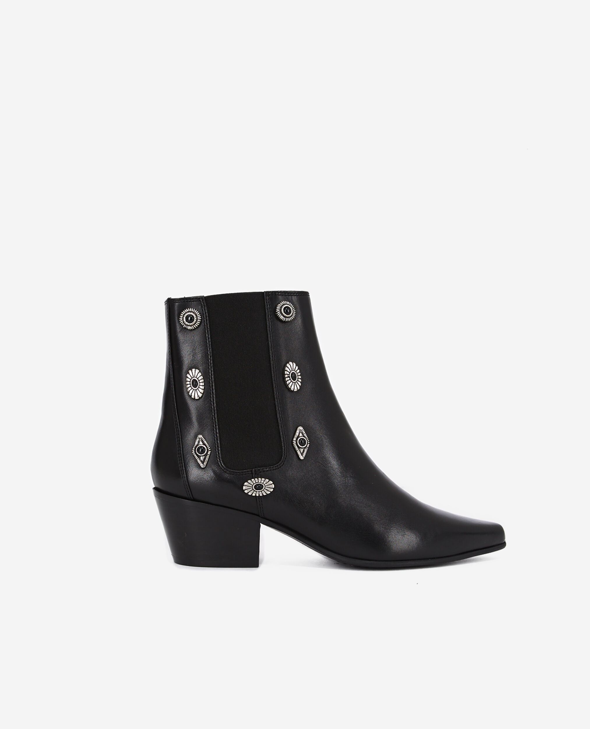 Black leather ankle boots BLACK