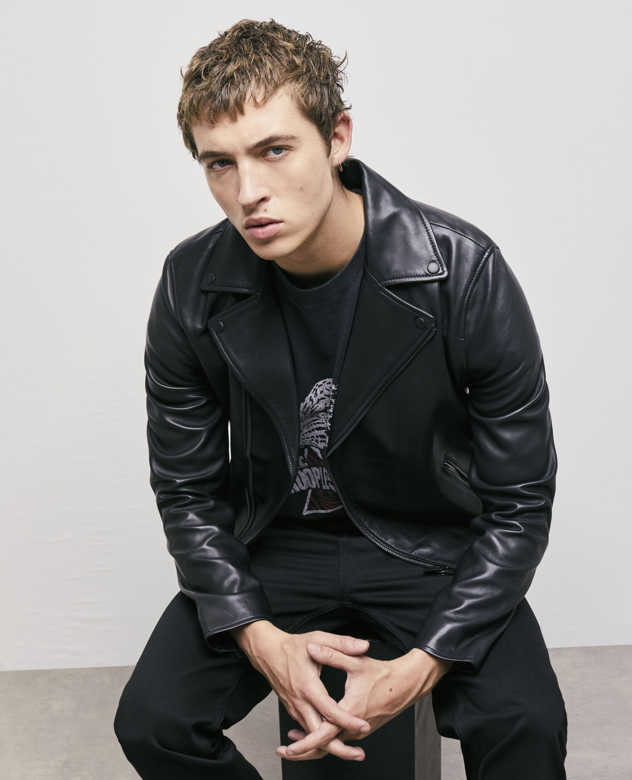 Black leather jacket BLACK