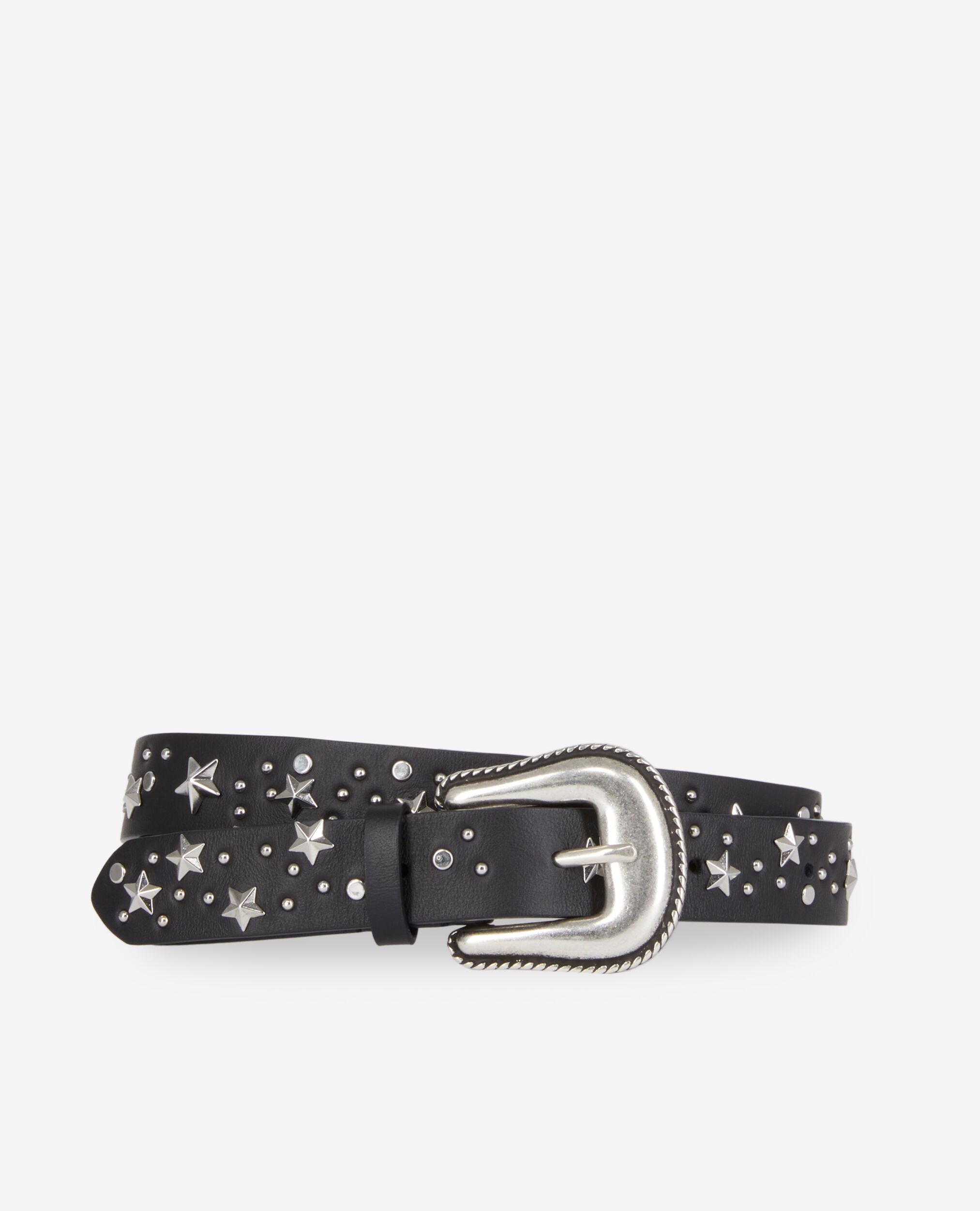 Black leather belt with stars BLACK