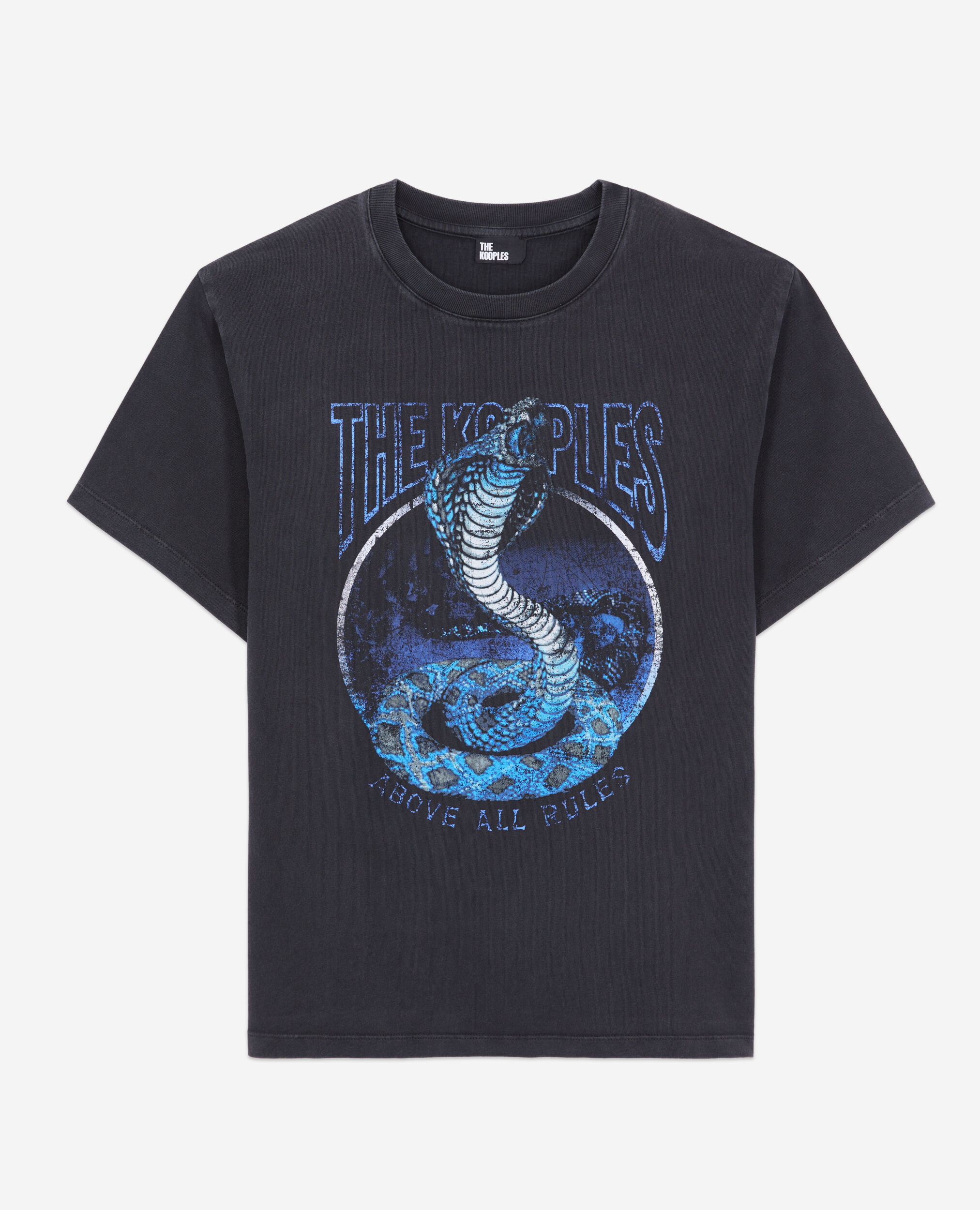 Women's black t-shirt with cobra serigraphy BLACK BLUE