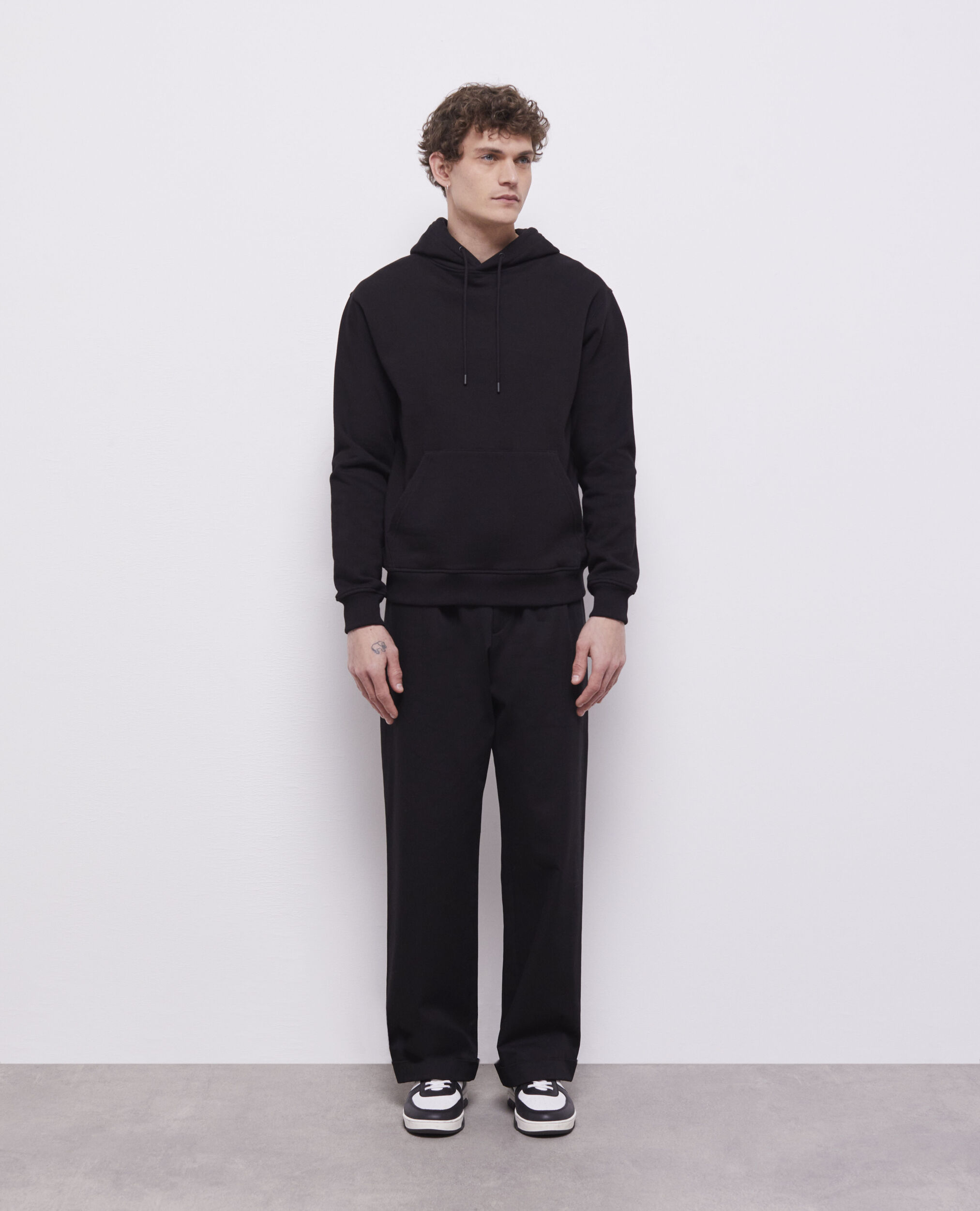 Logo black sweatshirt with rhinestones BLACK
