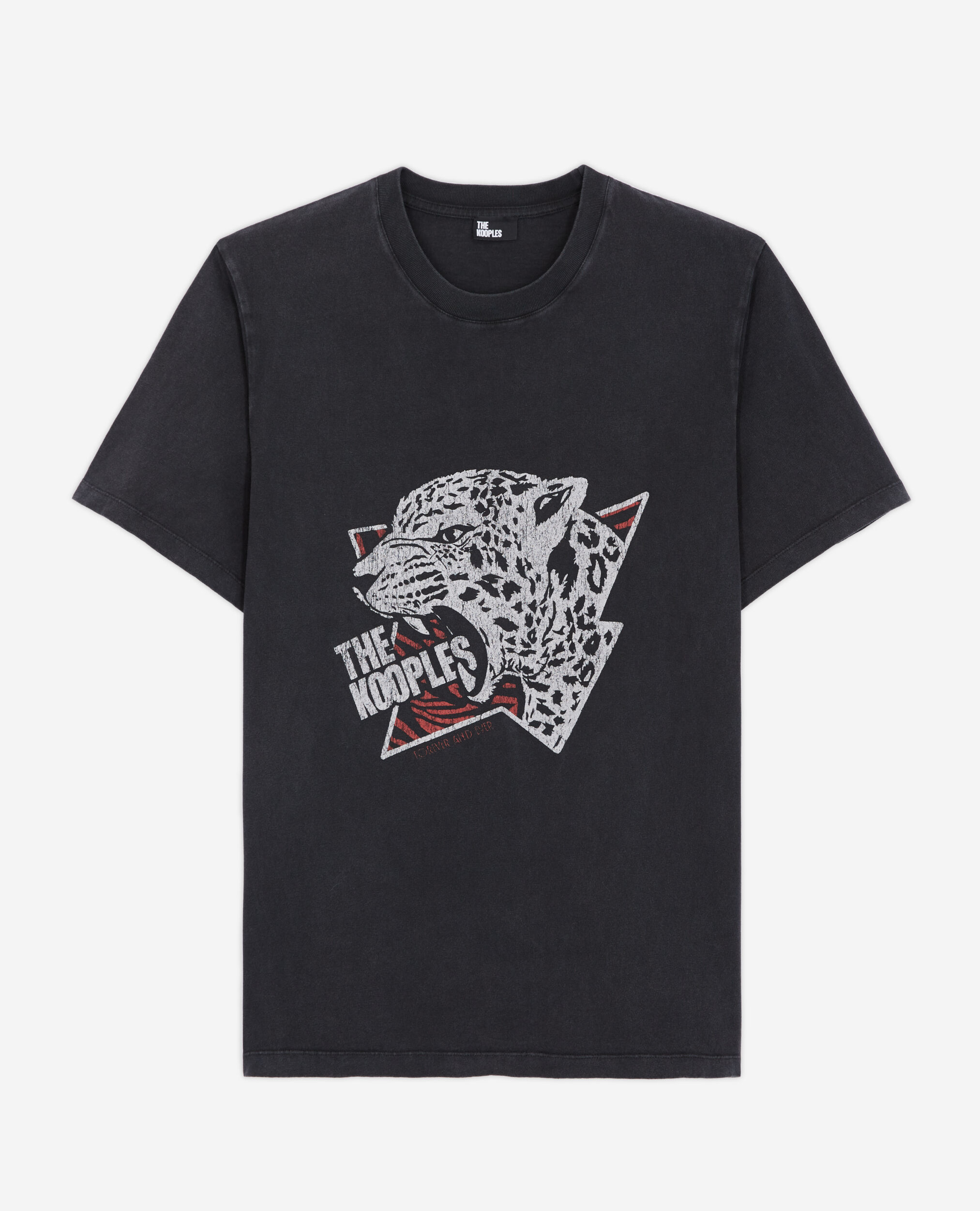 Men's tiger screen print t-shirt BLACK WASHED