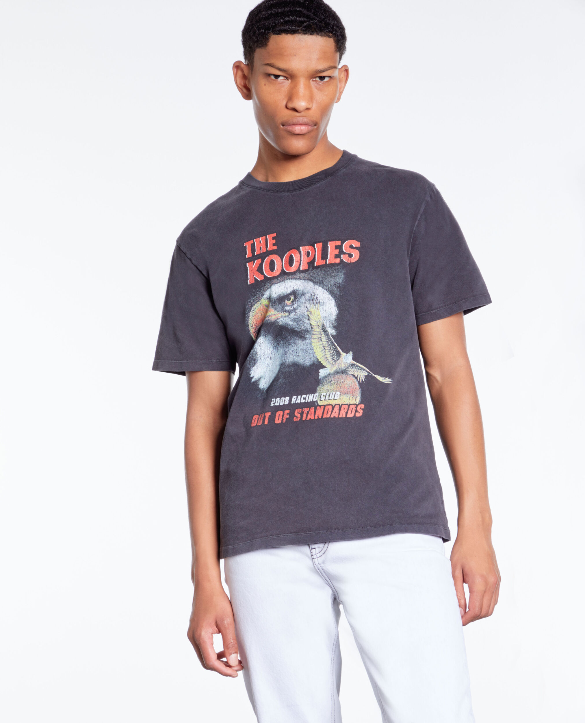 Men's black t-shirt with eagle serigraphy BLACK WASHED