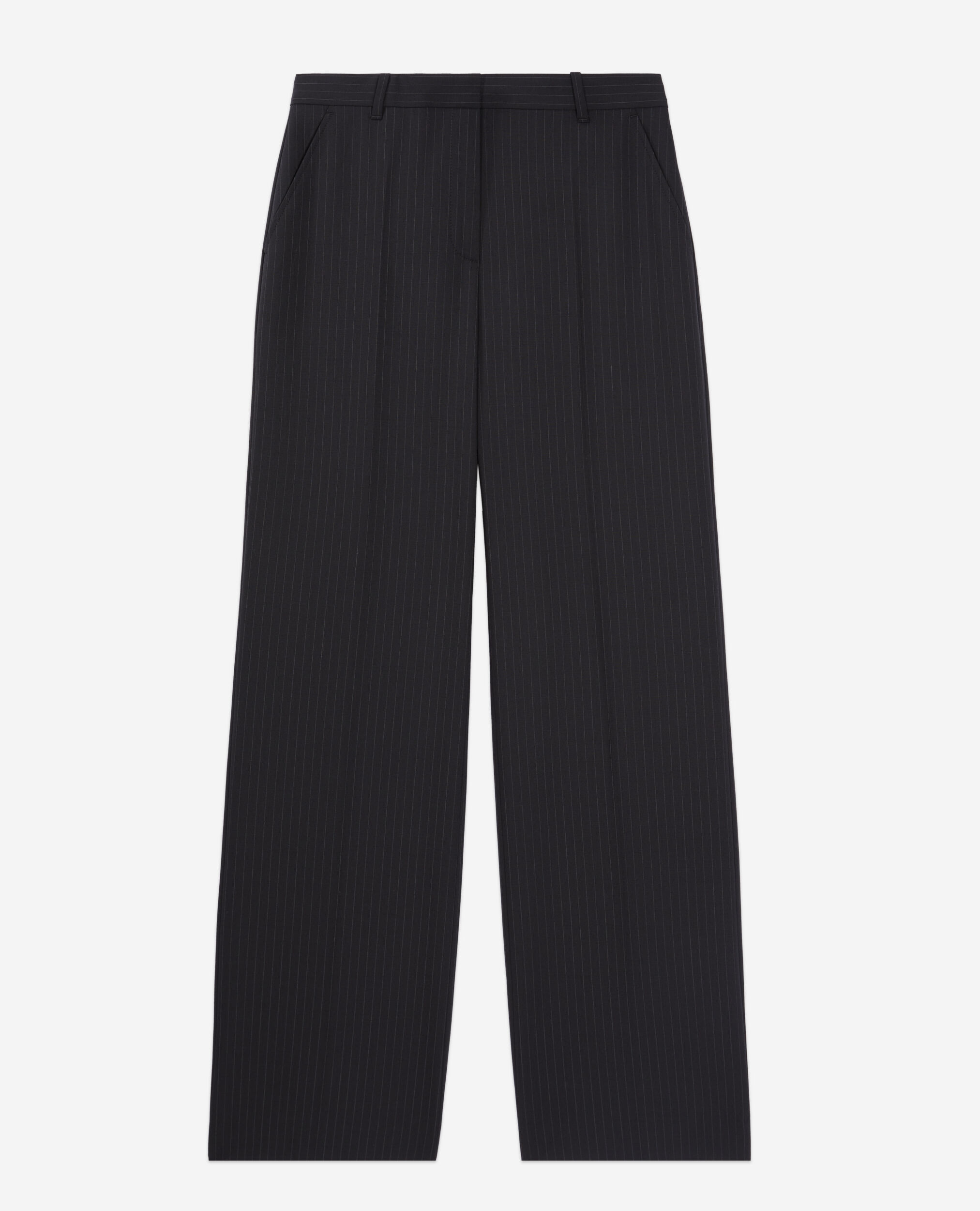 Black striped wool-blend suit trousers BLACK WHITE