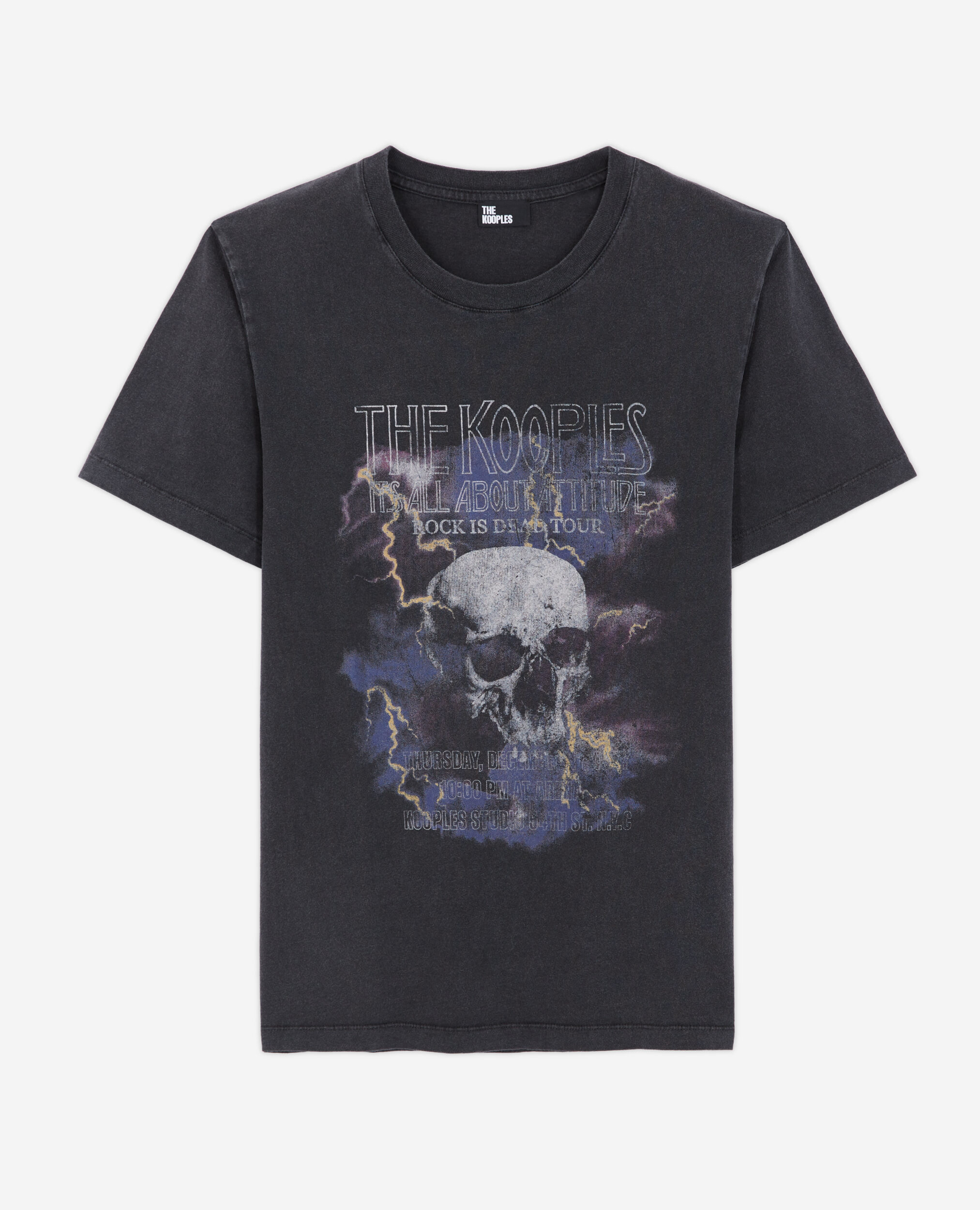 Women's t-shirt with a skull screen print BLACK WASHED