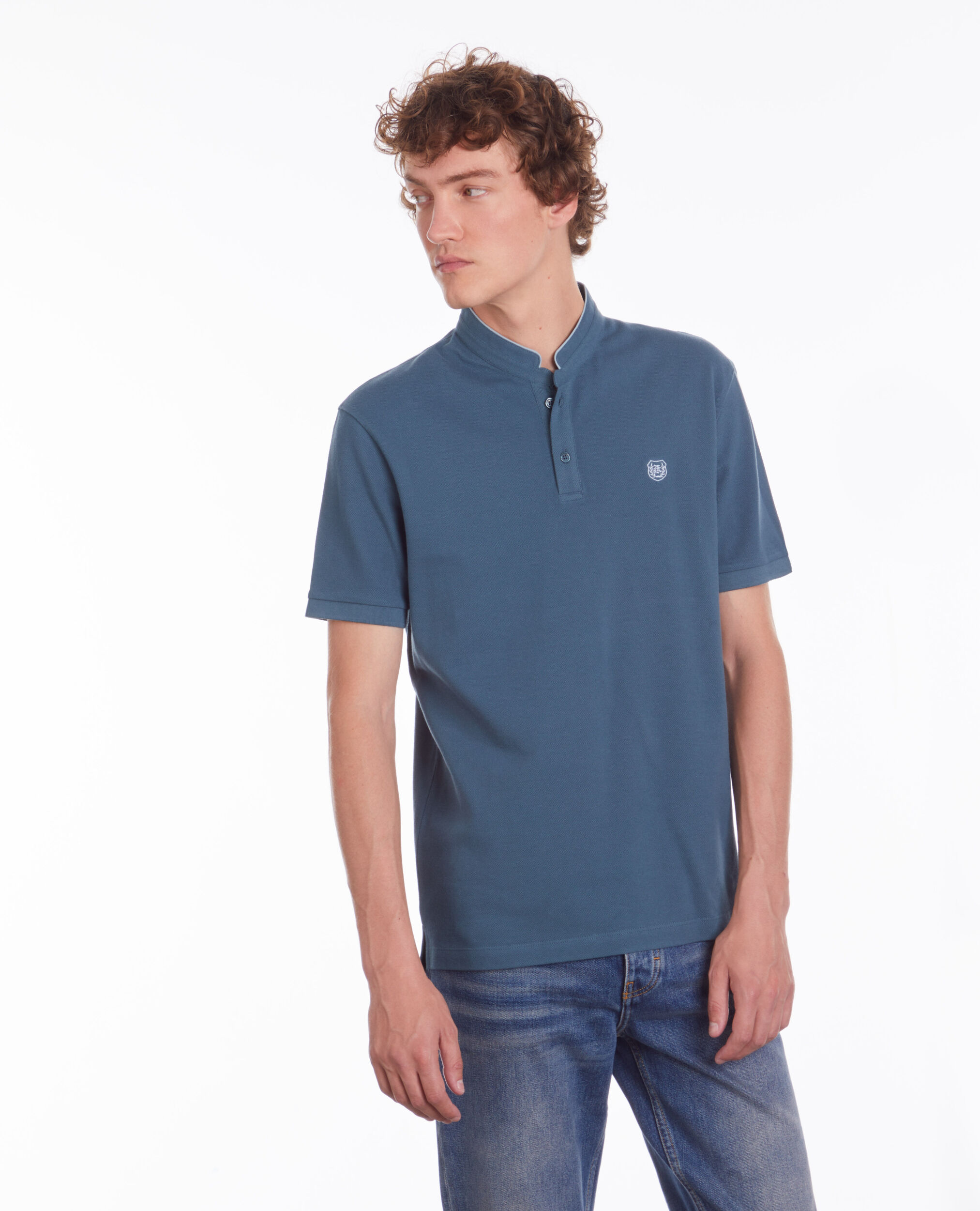 Deep blue cotton polo t-shirt BLUE PETROL