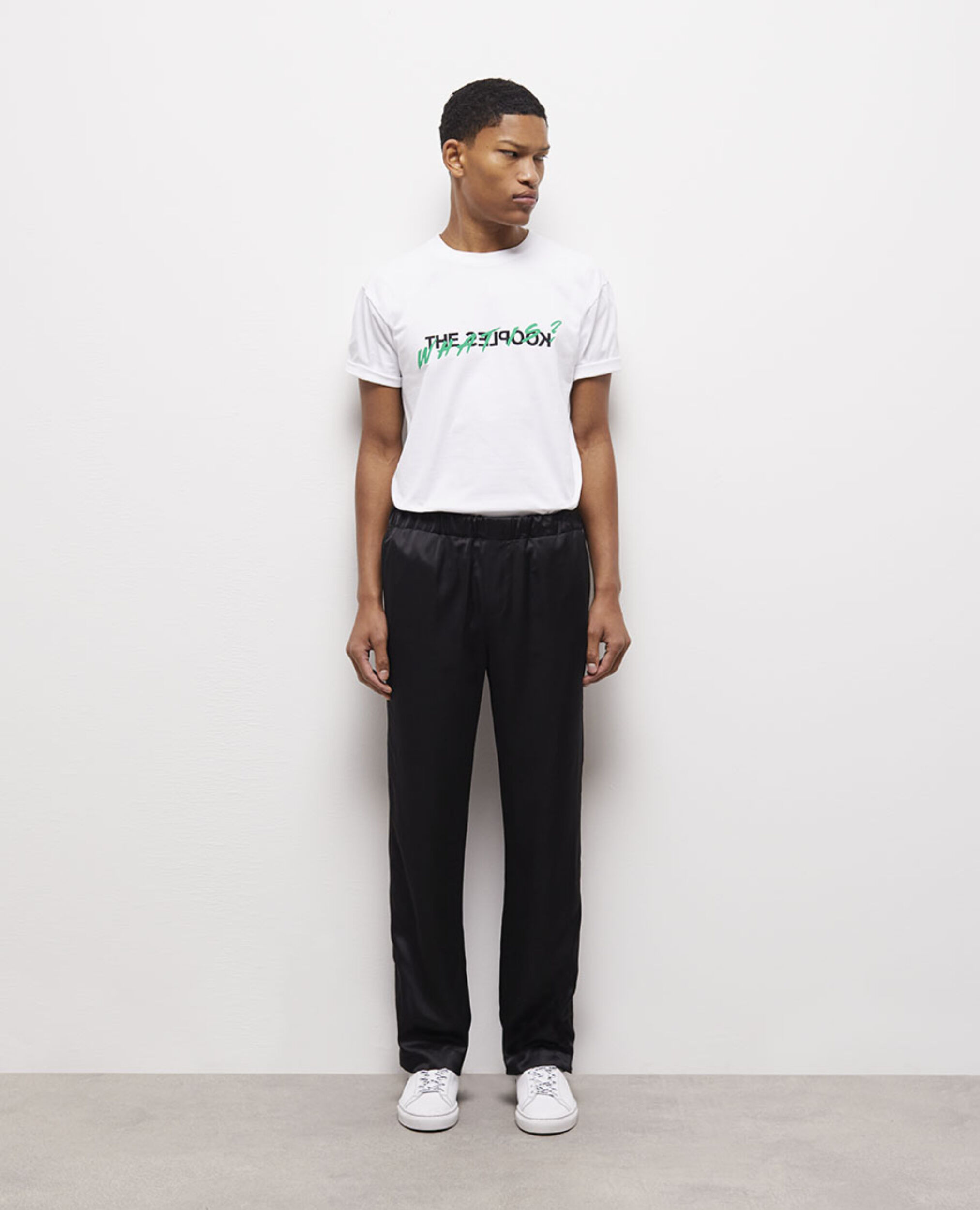 Black satin effect pants BLACK