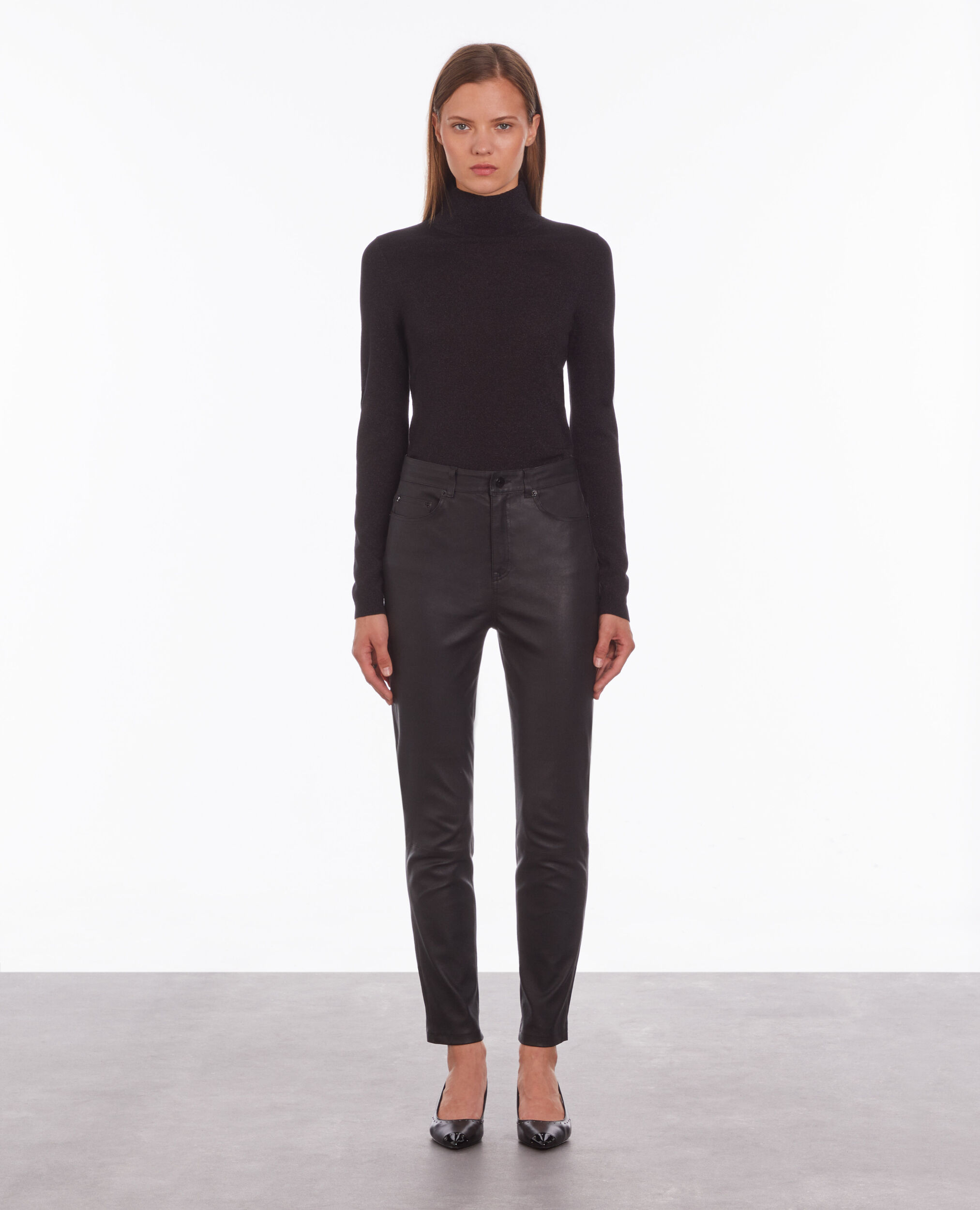 Black leather skinny trousers BLACK