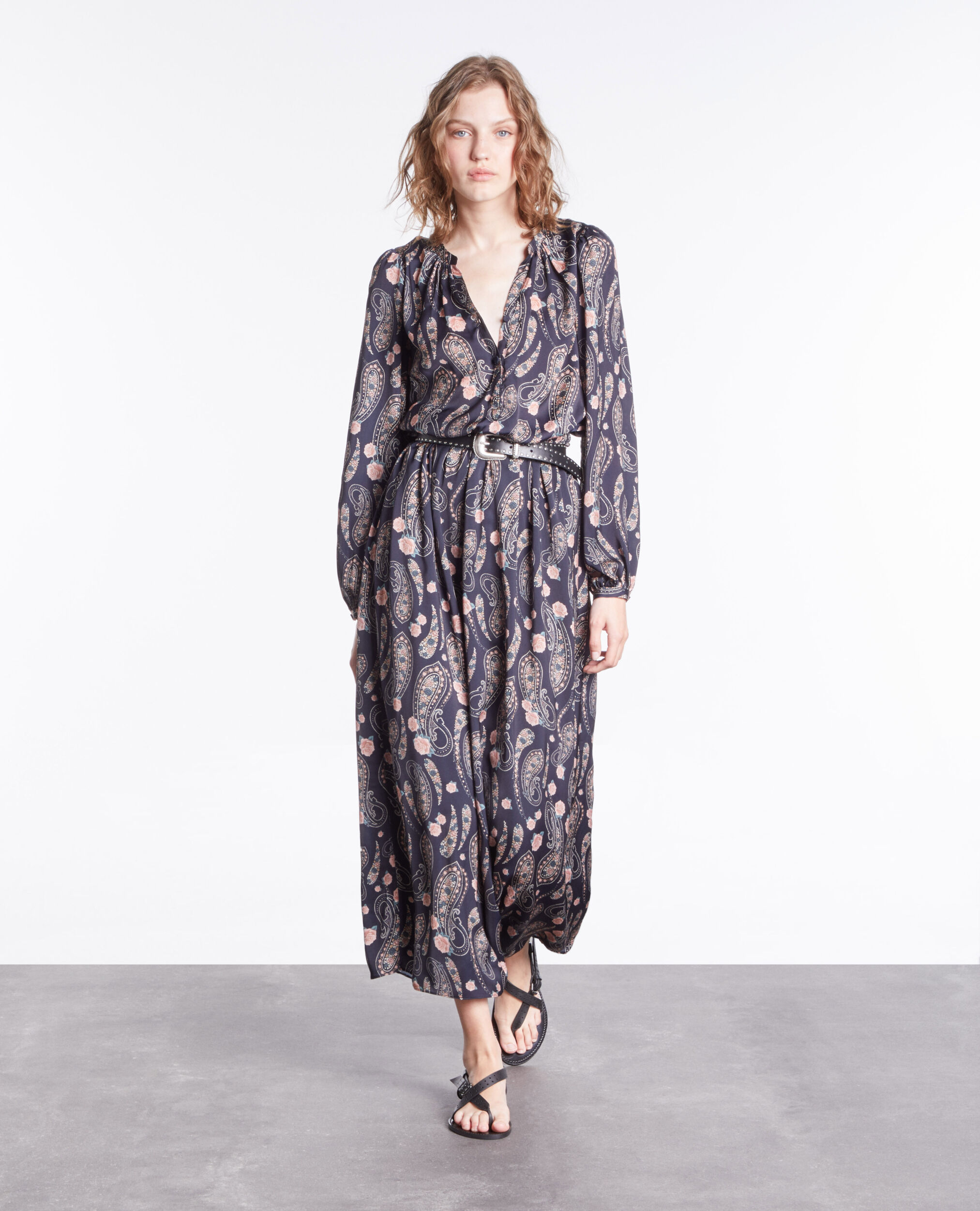 Long printed dress BLACK / PINK