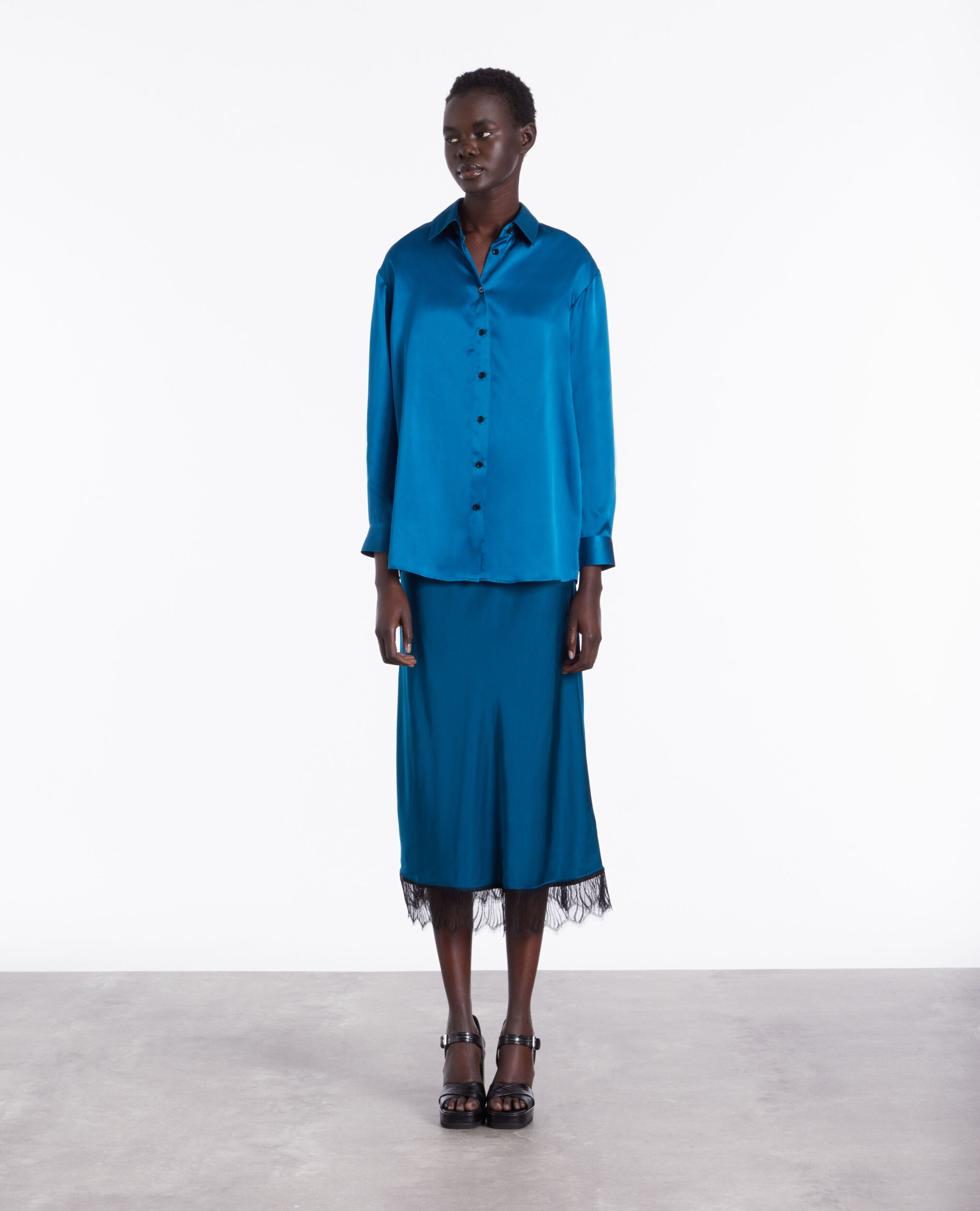 Blue silk shirt MEDIUM BLUE
