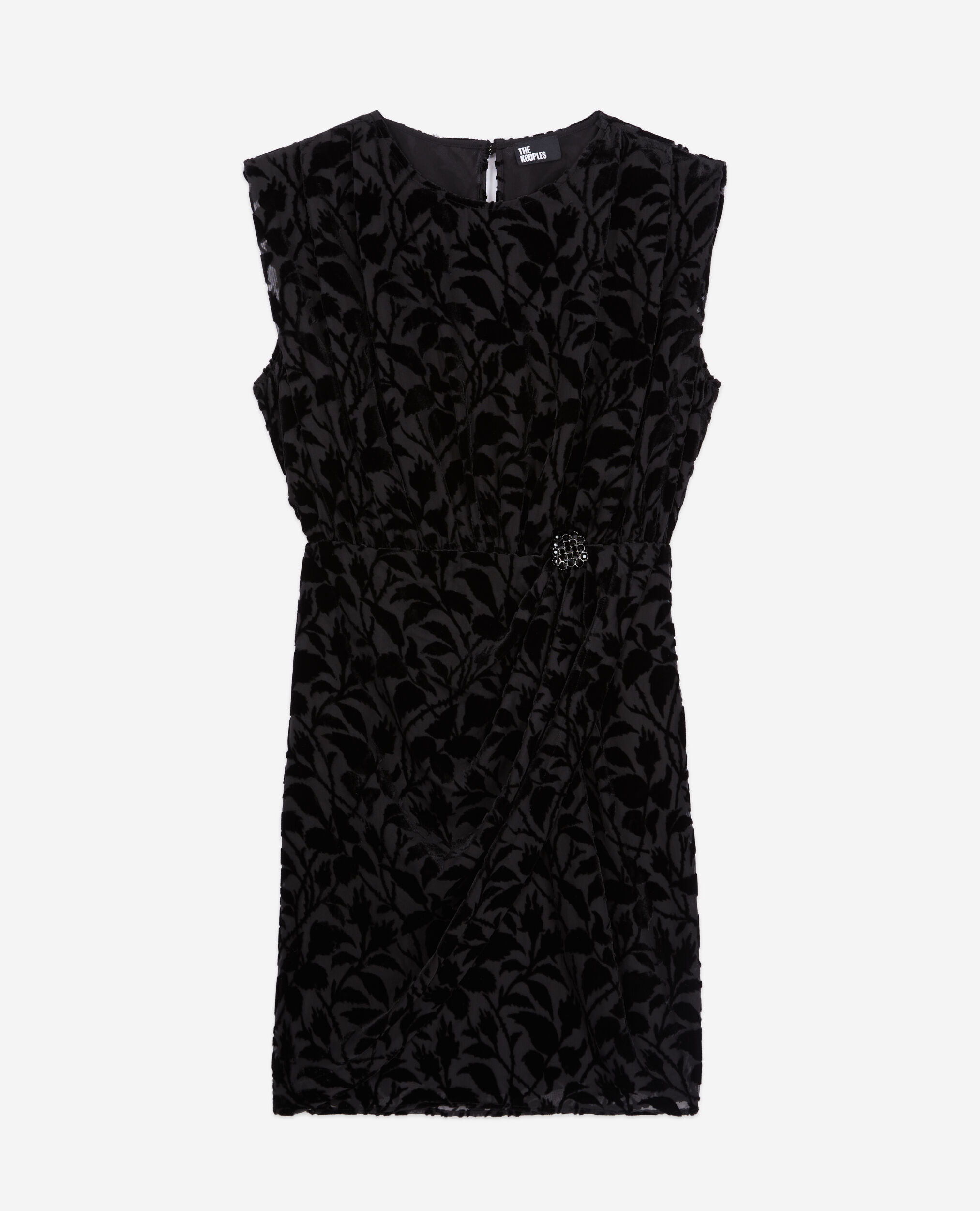 Short black devoré velvet dress BLACK