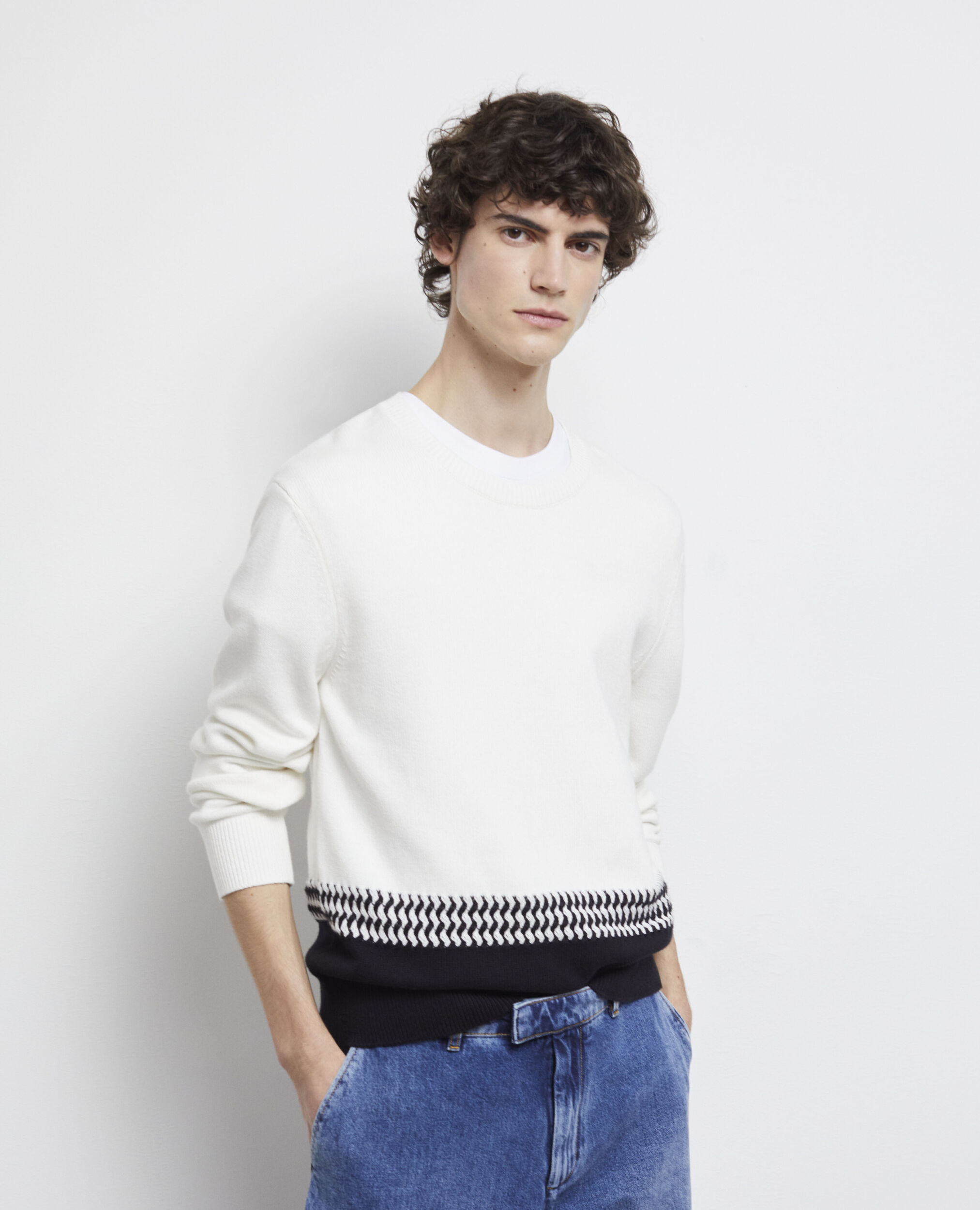 Two-tone knit sweater WHITE / BLACK