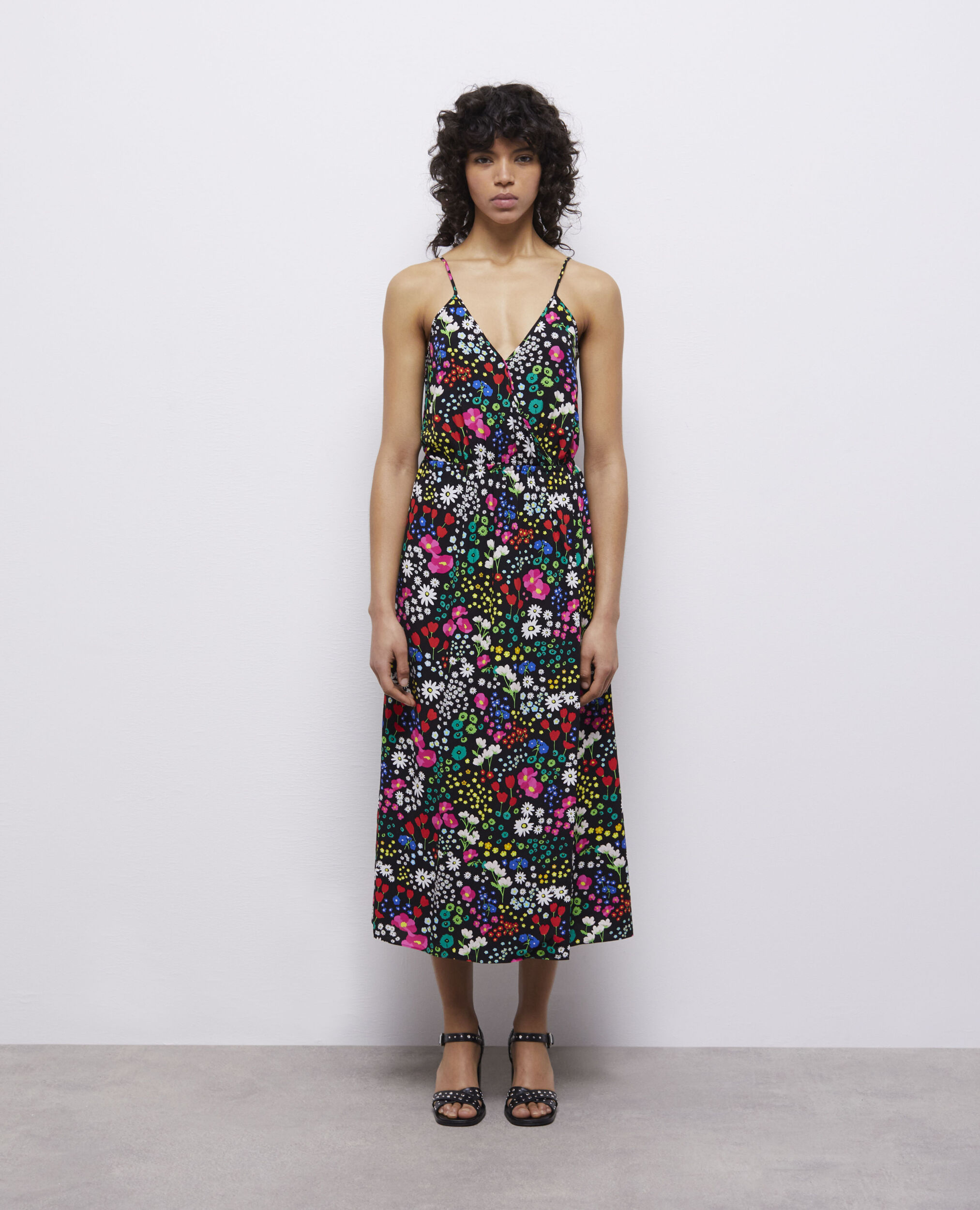 Long printed wrap dress MULTICOLOR