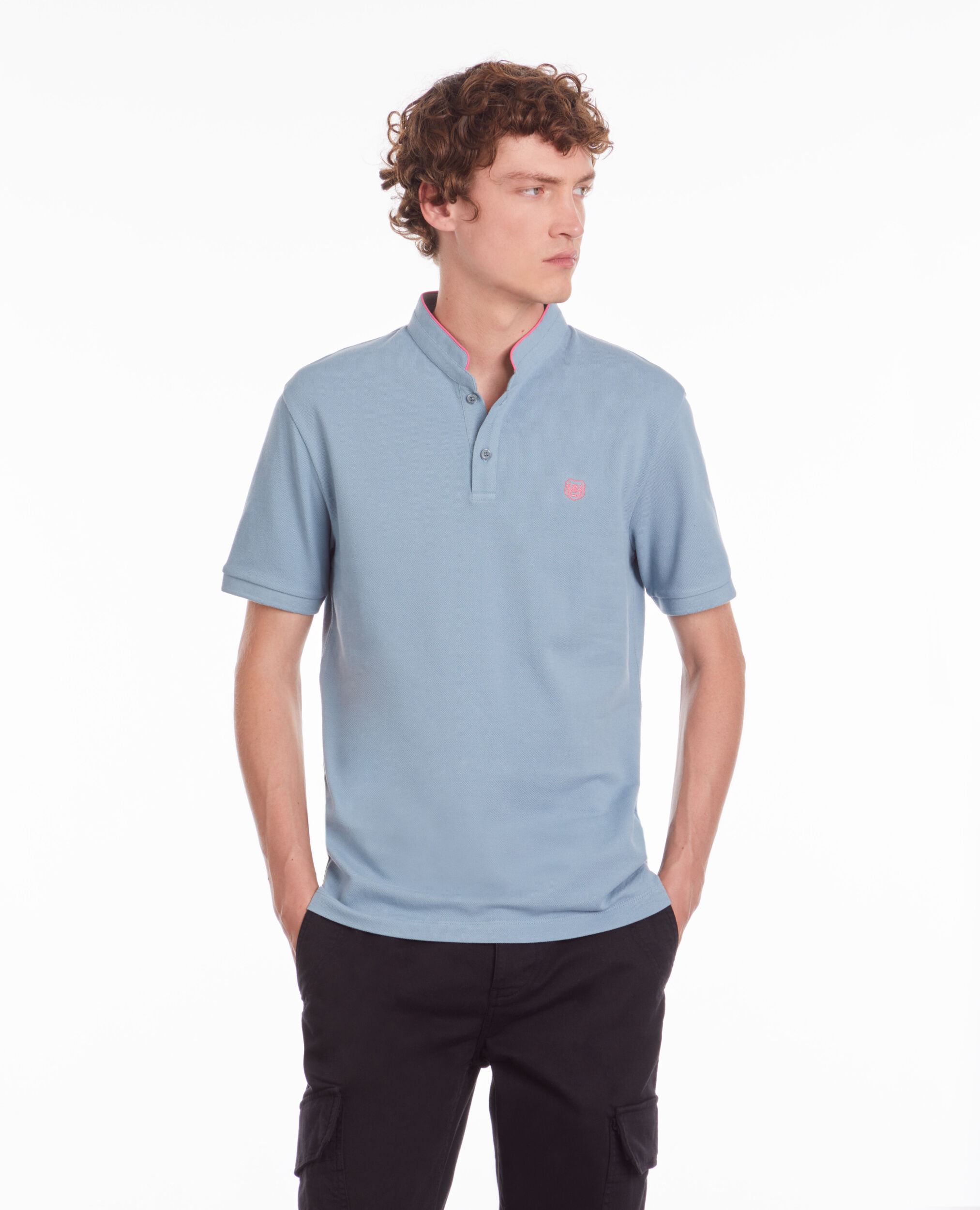 Light blue cotton polo t-shirt BLUE GREY