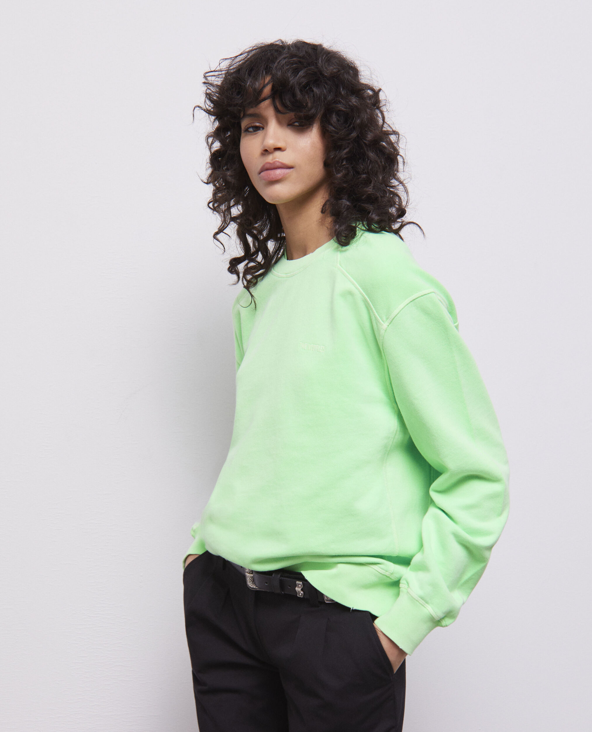 Fluorescent green sweatshirt with logo VERT FLUO