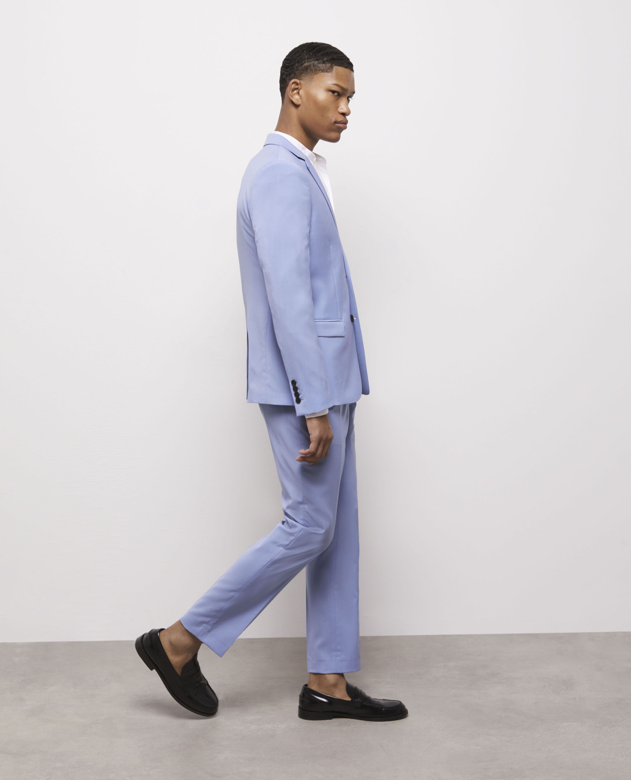 Blue end-on-end wool suit pants LIGHT BLUE
