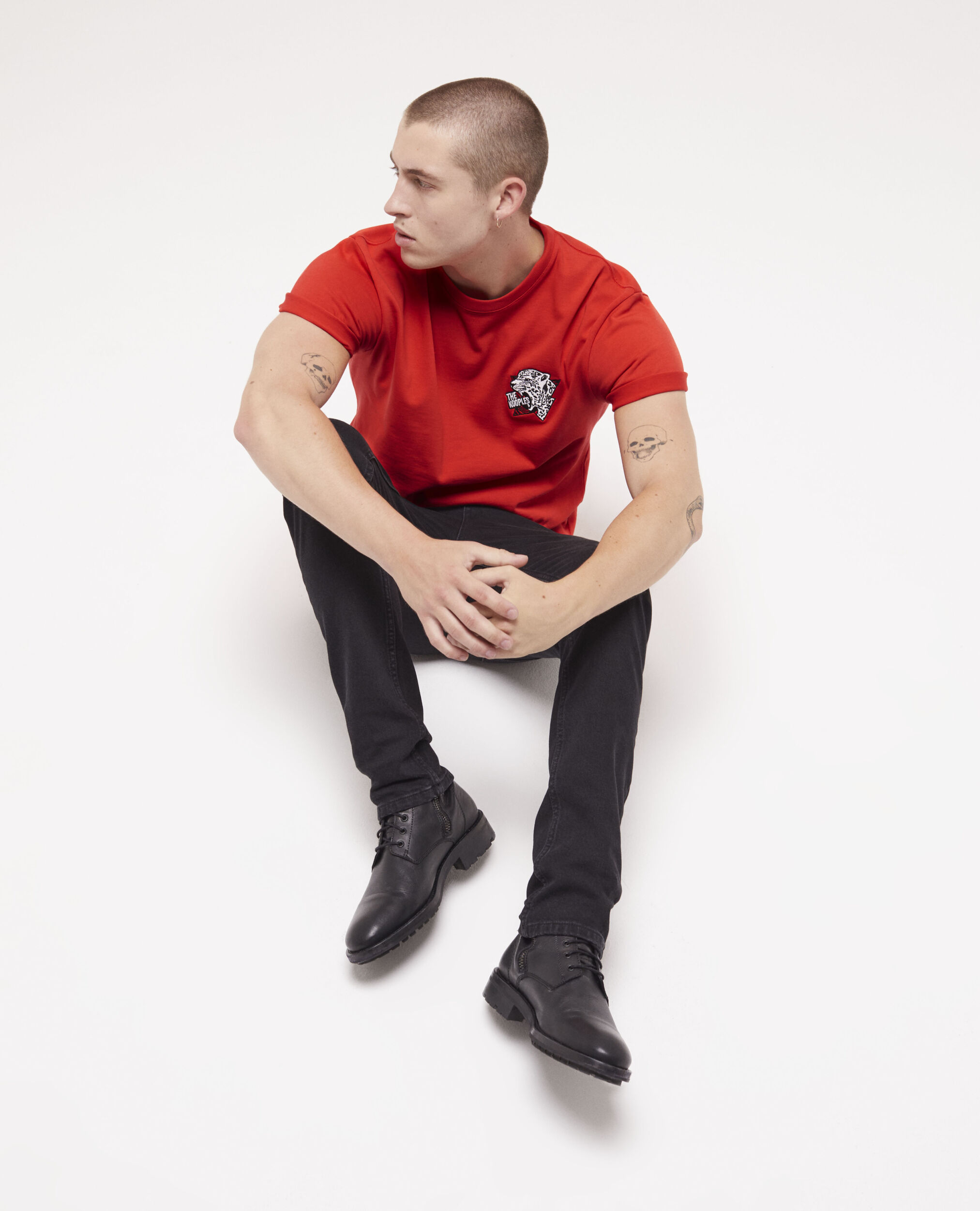 Red tiger screen print T-shirt RED