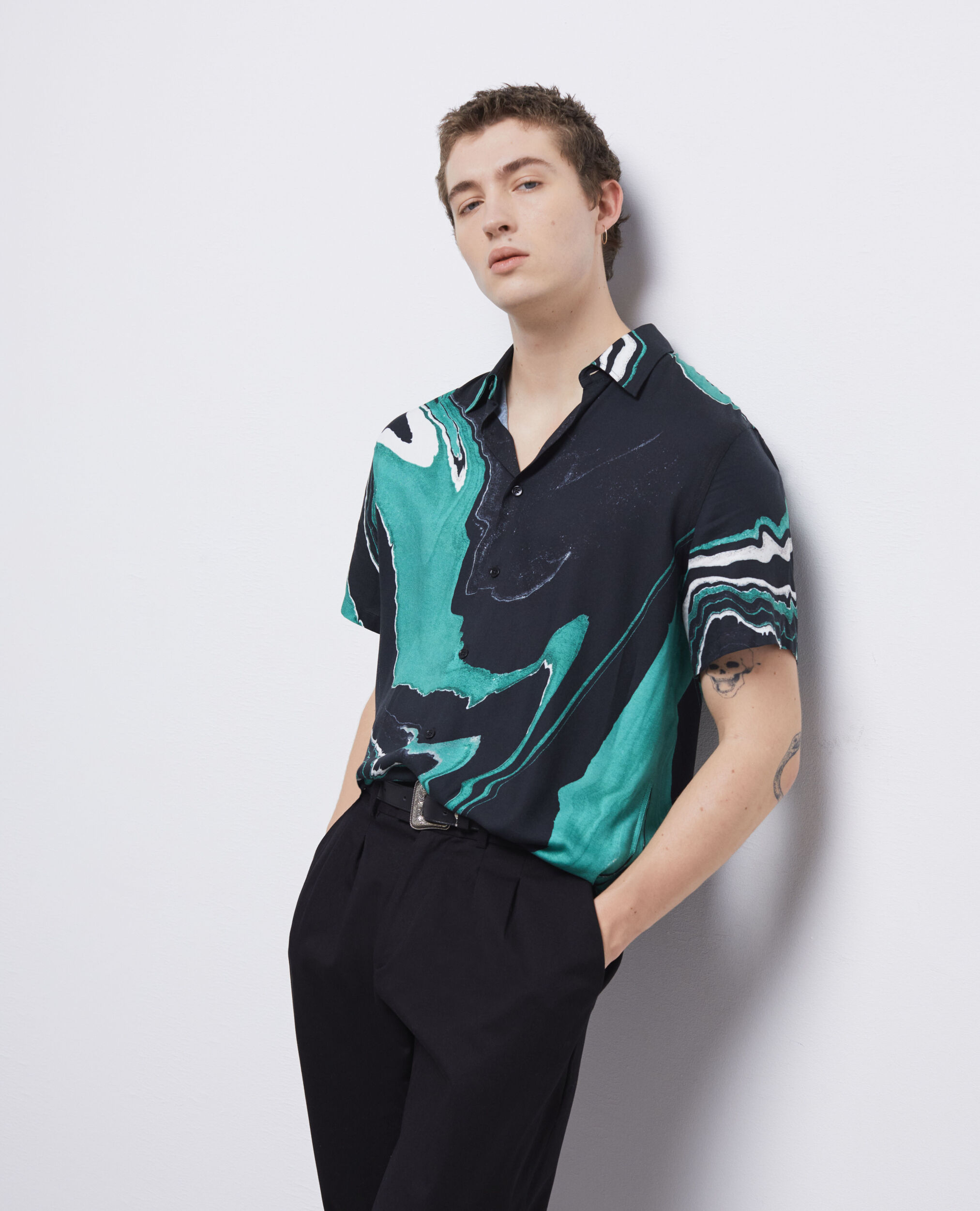 Printed shirt BLACK / GREEN